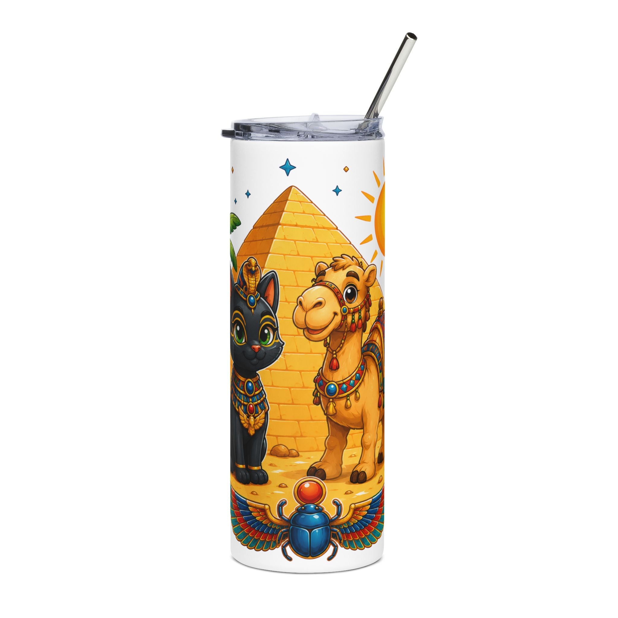 Egyptian Cat and Camel Tumbler | 20oz Stainless Steel Travel Cup
