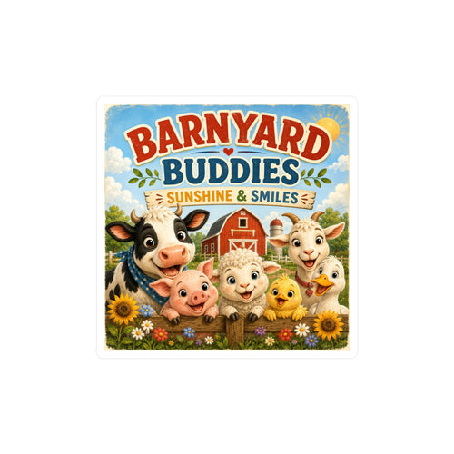 Barnyard Buddies Vinyl Sticker — 'Sunshine & Smiles' Cute Farm Animal Decal