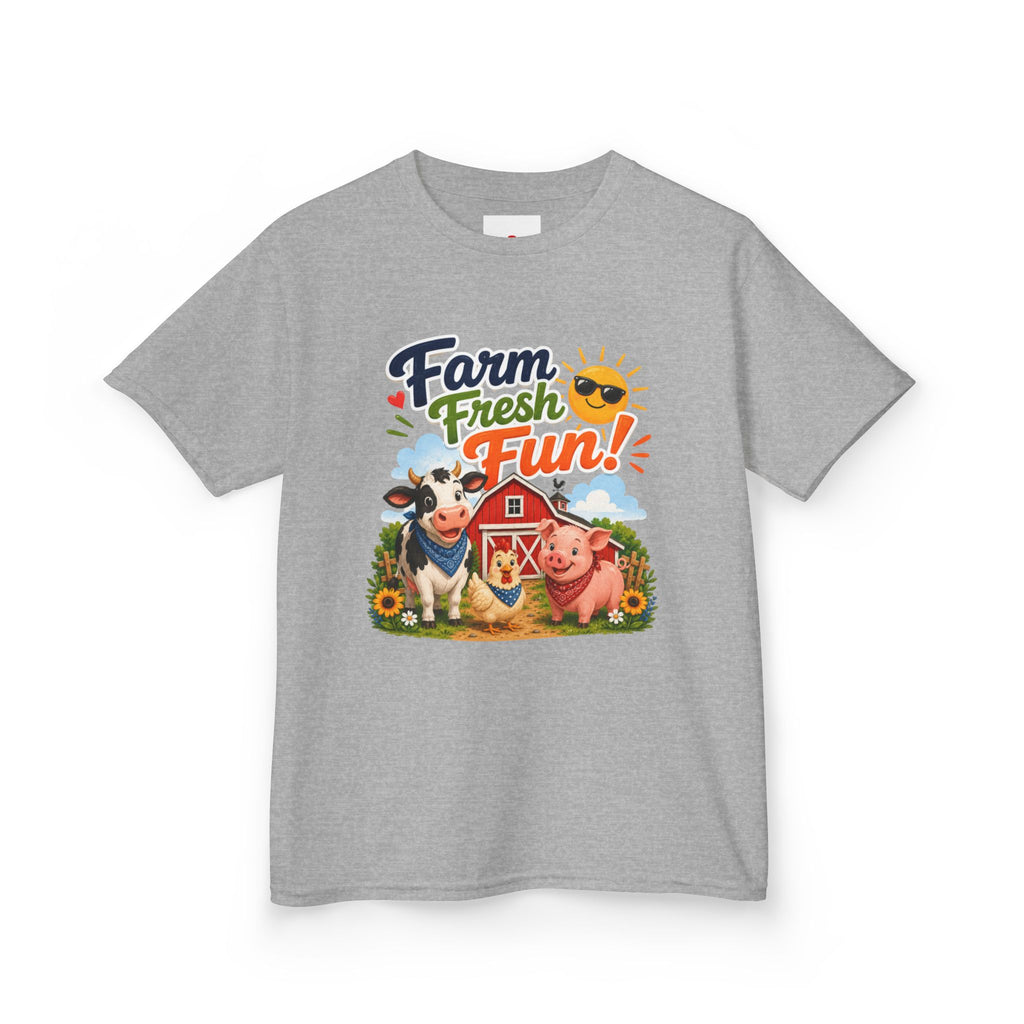 Kids Farm T-Shirt — "Farm Fresh Fun!" Cute Cow & Pig Toddler Tee