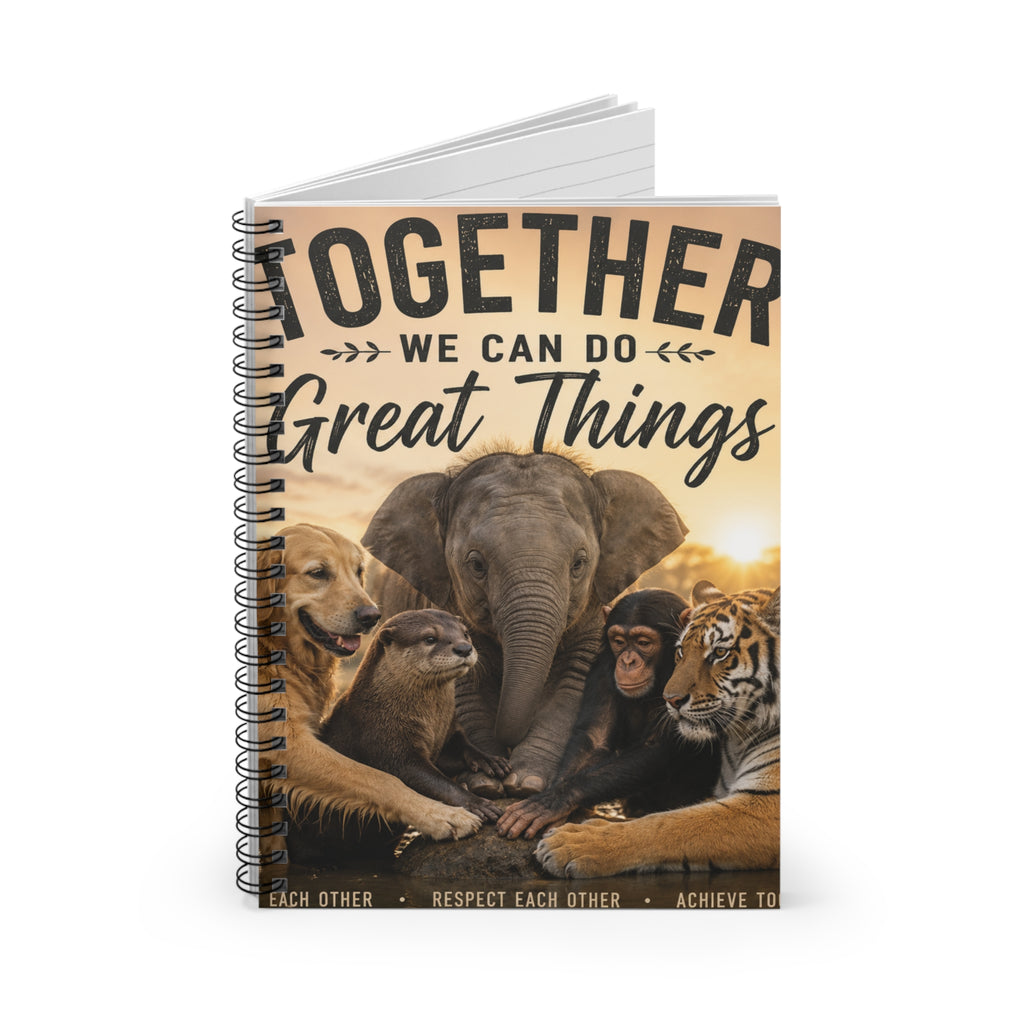 Together We Can Do Great Things Spiral Notebook — Animal Unity Ruled Journal