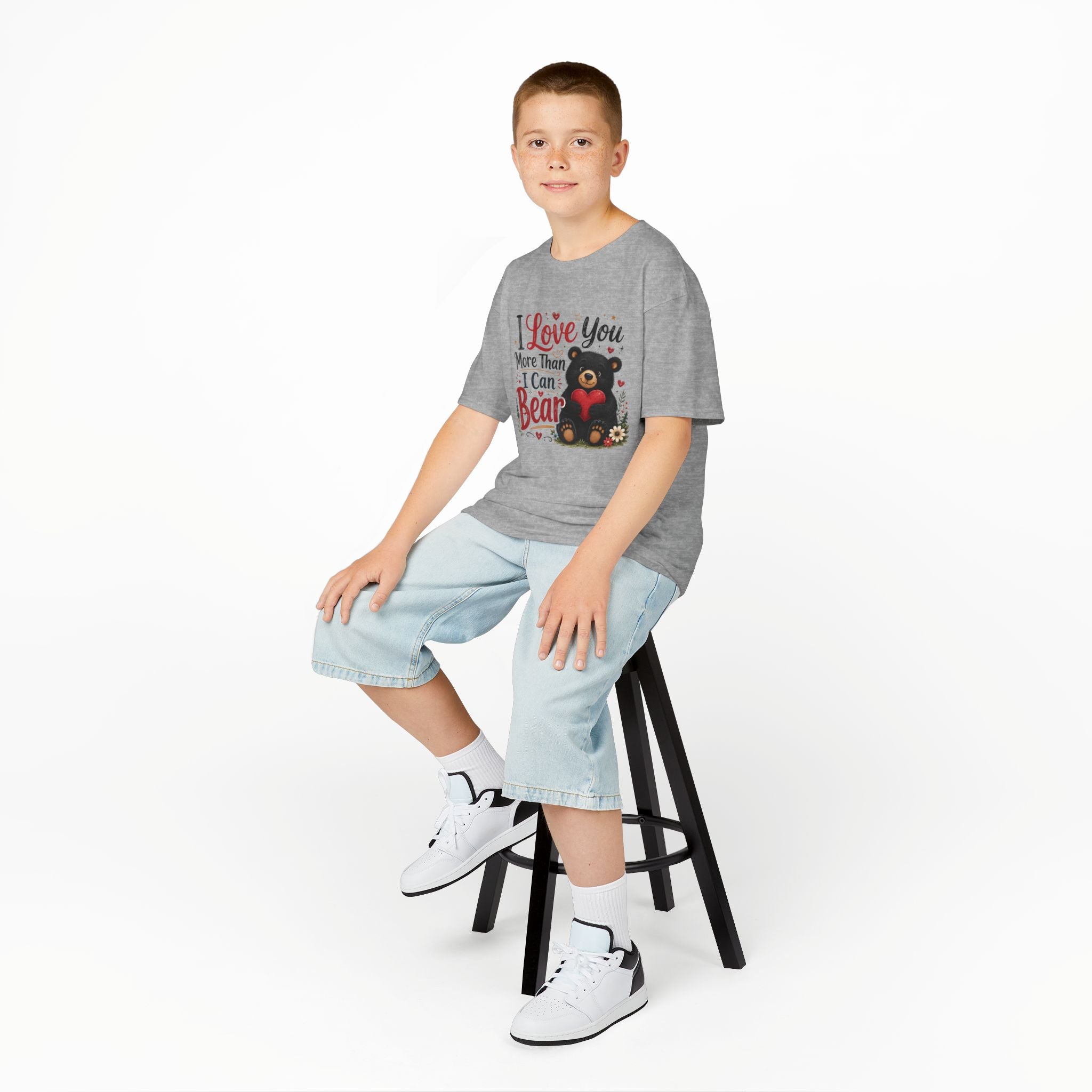Kids T-Shirt - "I Love You More Than I Can Bear" Cute Bear Valentine Tee