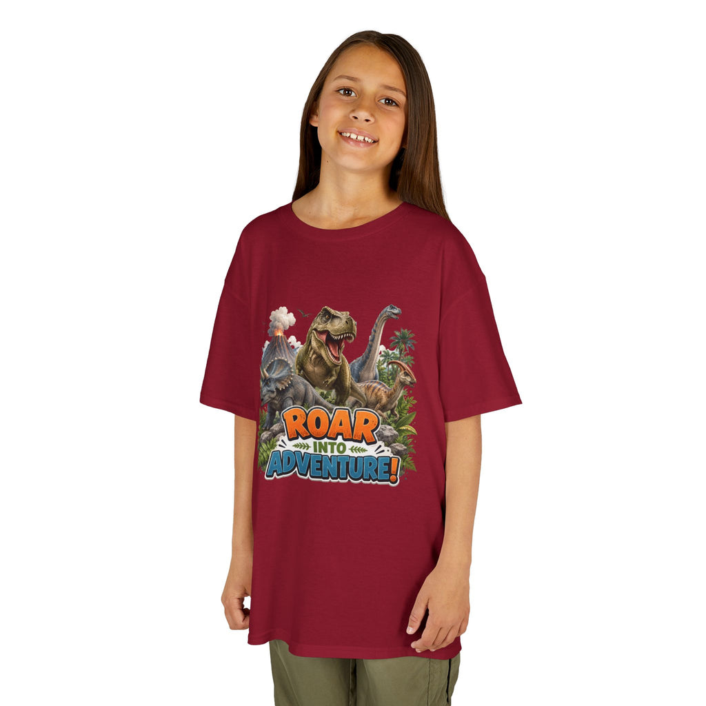 Kids Dinosaur Tee - "Roar Into Adventure" Graphic Shirt for Boys & Girls