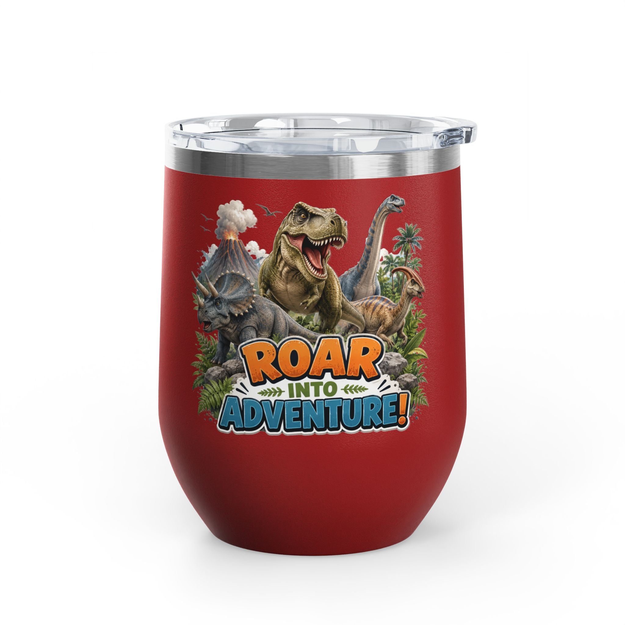 Roar Into Adventure! Dinosaur Tumbler – 12oz Stainless Steel Travel Cup