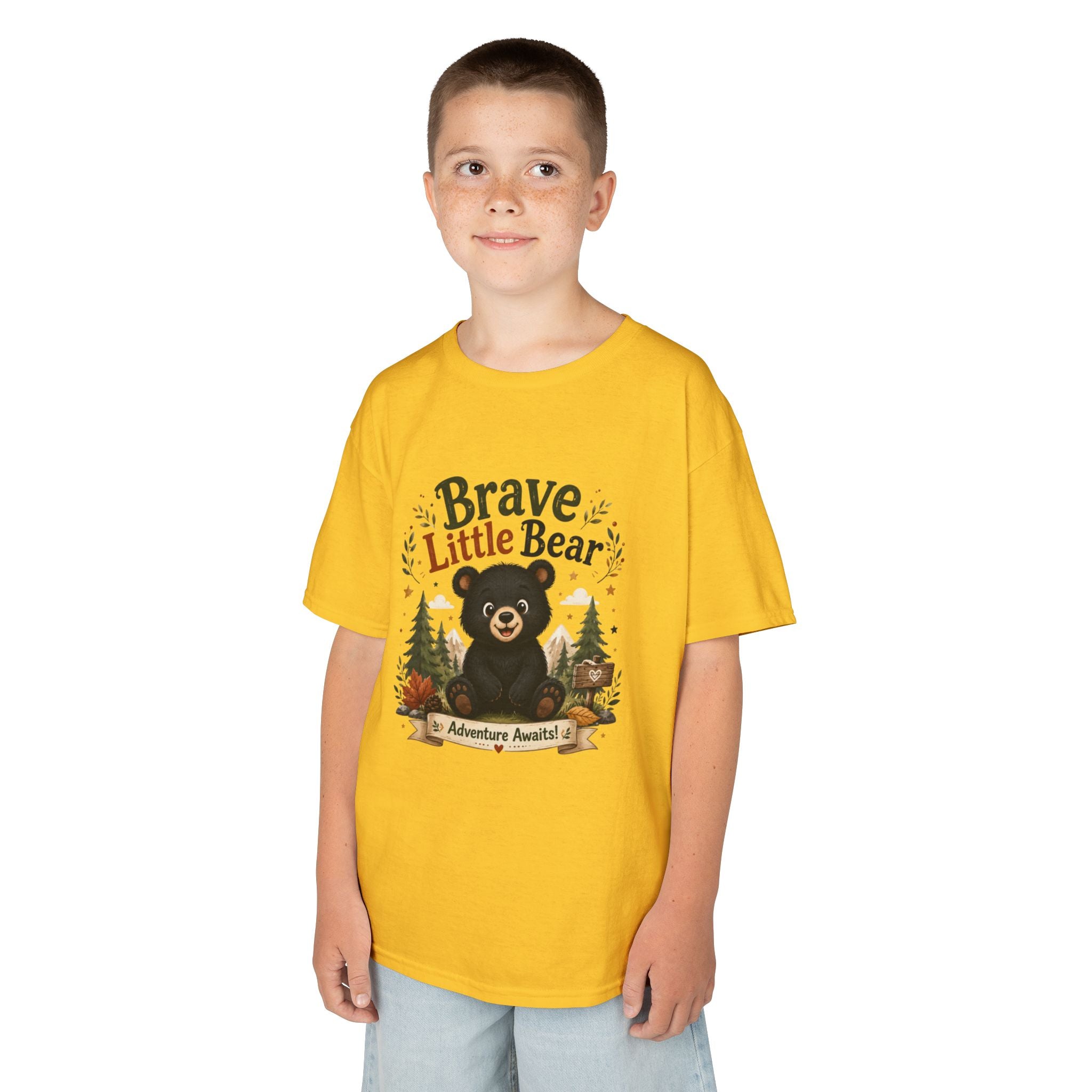 Kids Tee — "Brave Little Bear" Adventure Graphic Shirt