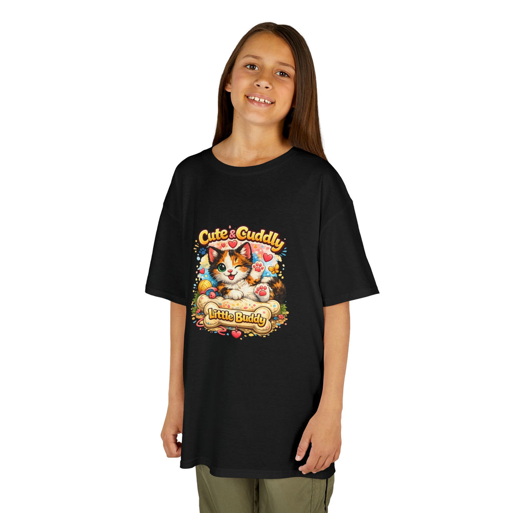 Kids T-Shirt — "Cute & Cuddly Little Buddy" Cat Graphic Tee