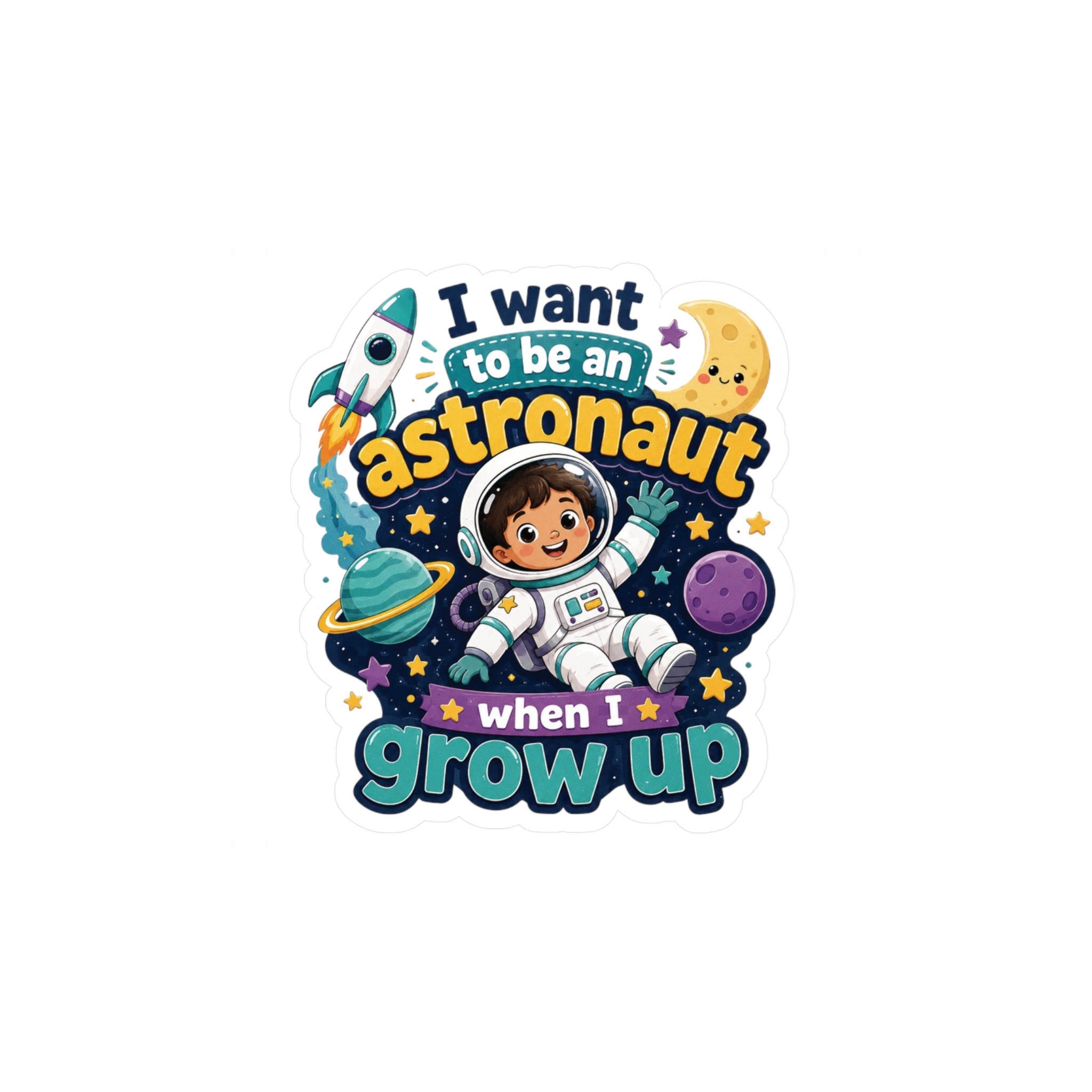 Astronaut Kids Sticker — "I Want to Be an Astronaut When I Grow Up" Kiss-Cut Vinyl Decal