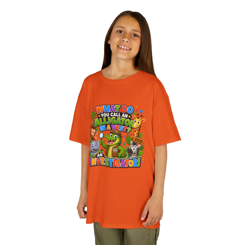 What Do You Call An Alligator? Investigator Kids T-Shirt | Cute Jungle Animals Puzzle