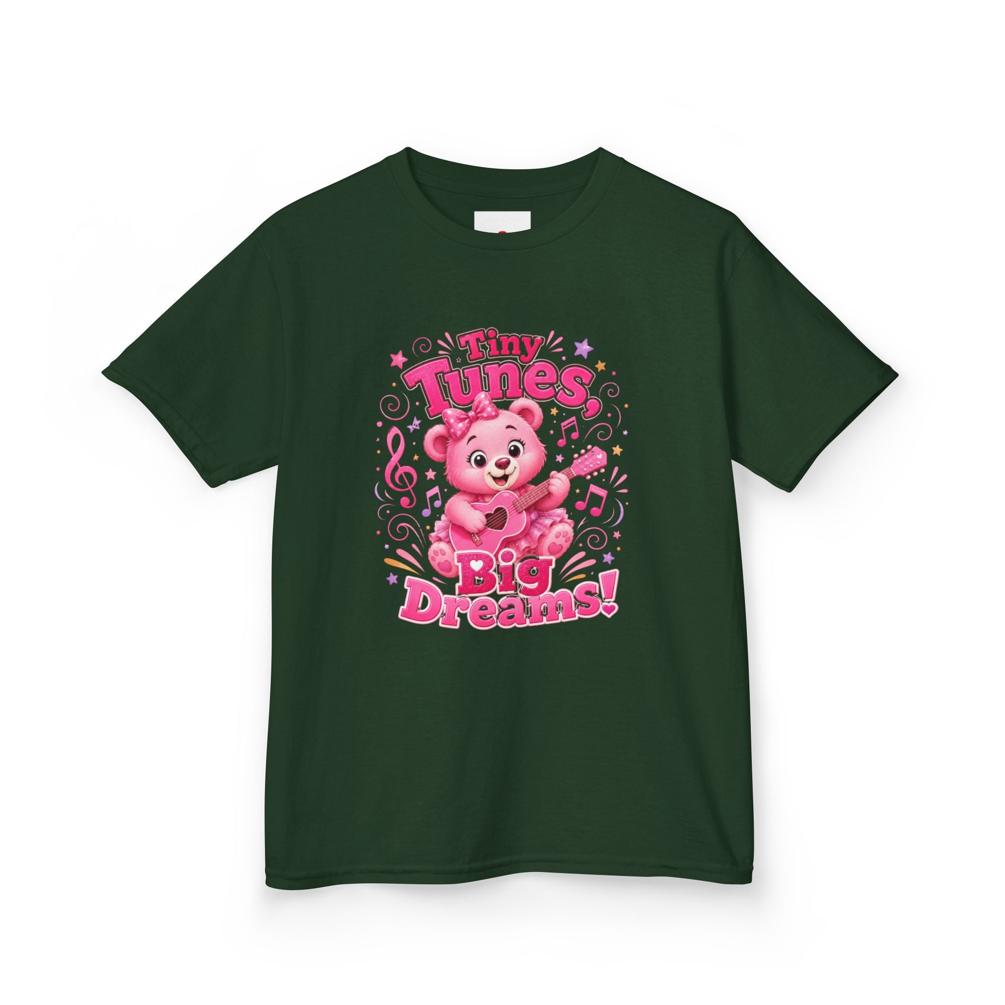 Kids T-Shirt — "Tiny Tunes, Big Dreams" Cute Pink Bear Music Tee