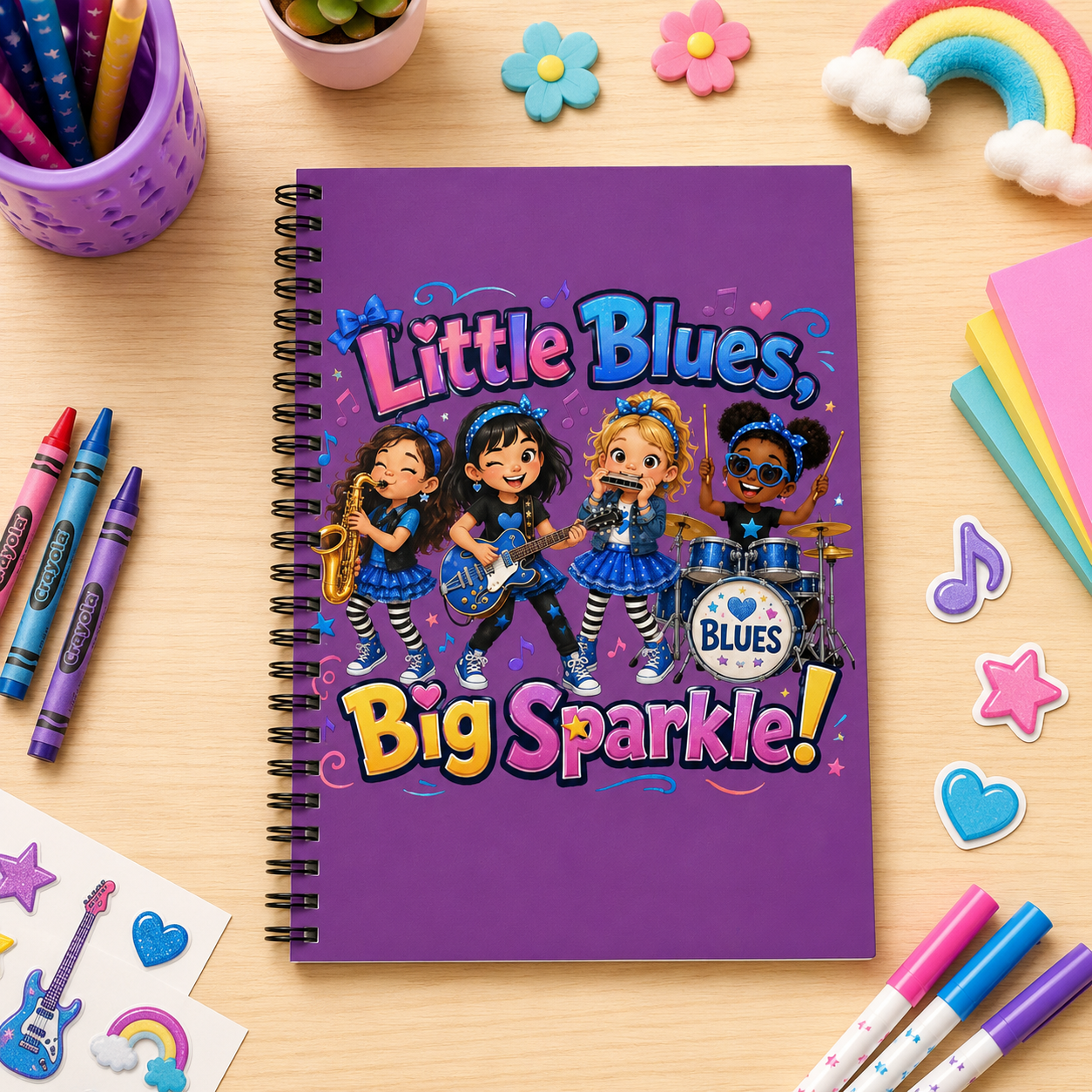Spiral Notebook — "Little Blues, Big Sparkle!" Kids Music Journal