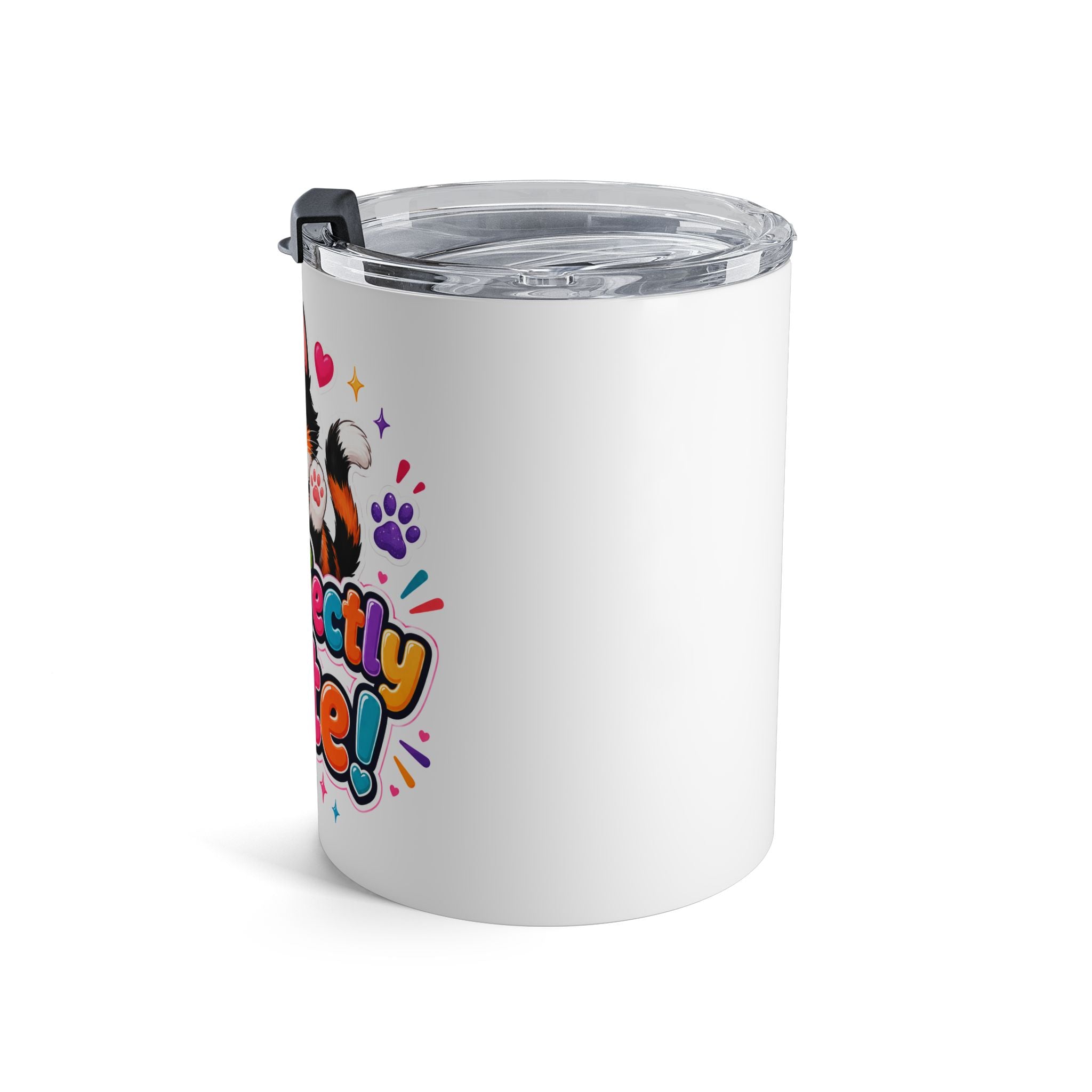 10oz Tumbler — "Purr-fectly Cute" Calico Cat Travel Cup