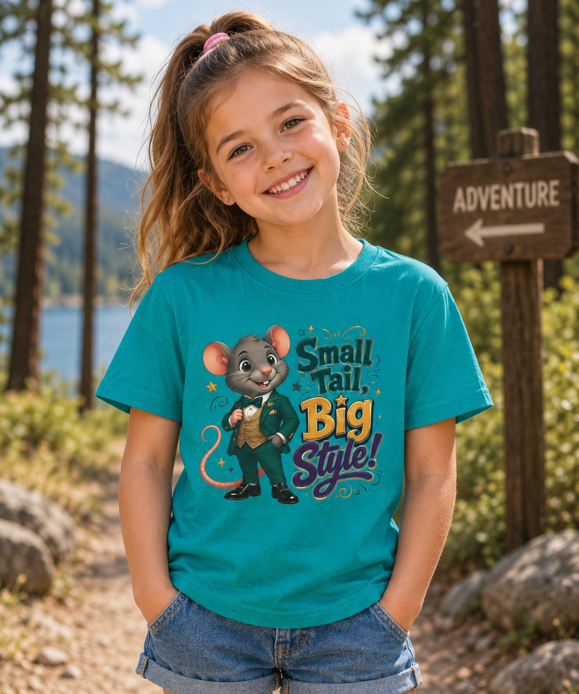 Kids T-Shirt — “Small Tail, Big Style!” Cartoon Mouse Graphic Tee