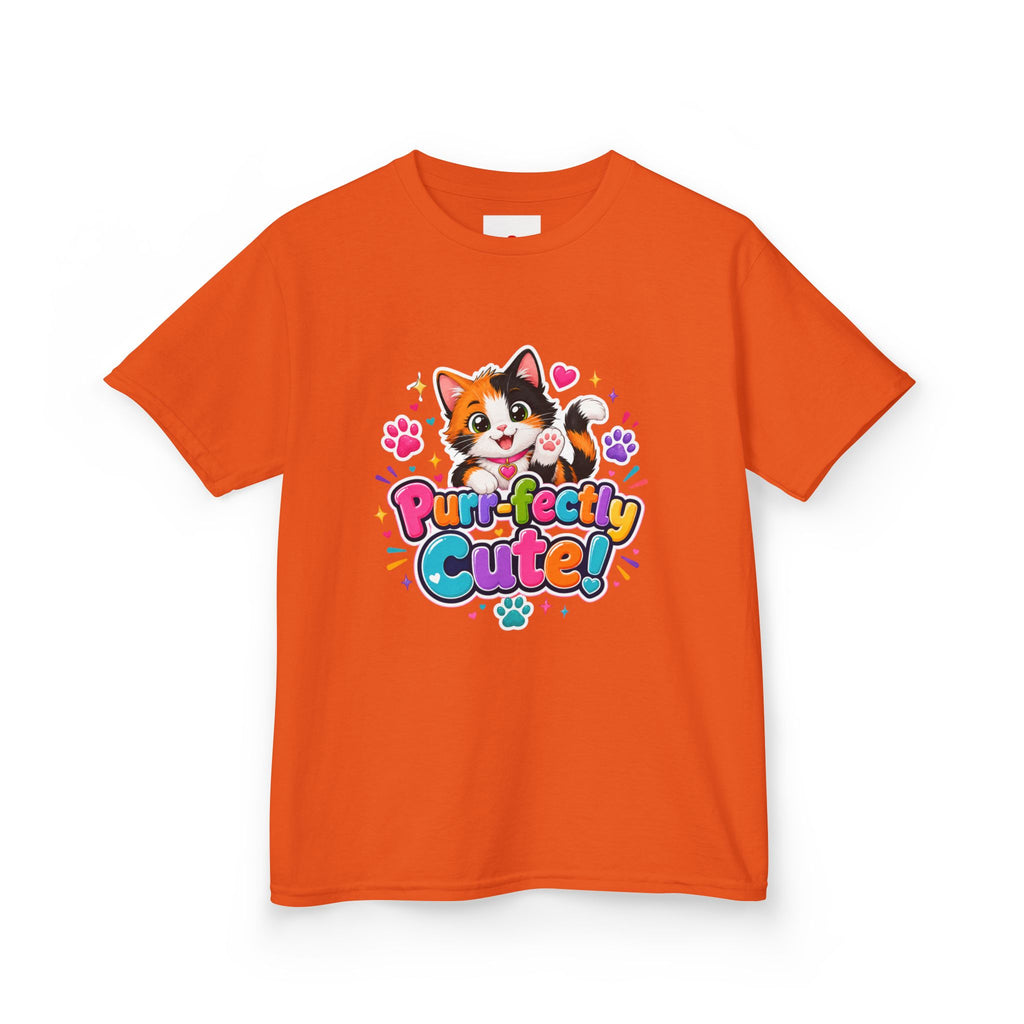 Kids T-Shirt — “Purr-fectly Cute!” Calico Kitten Graphic Tee for Children