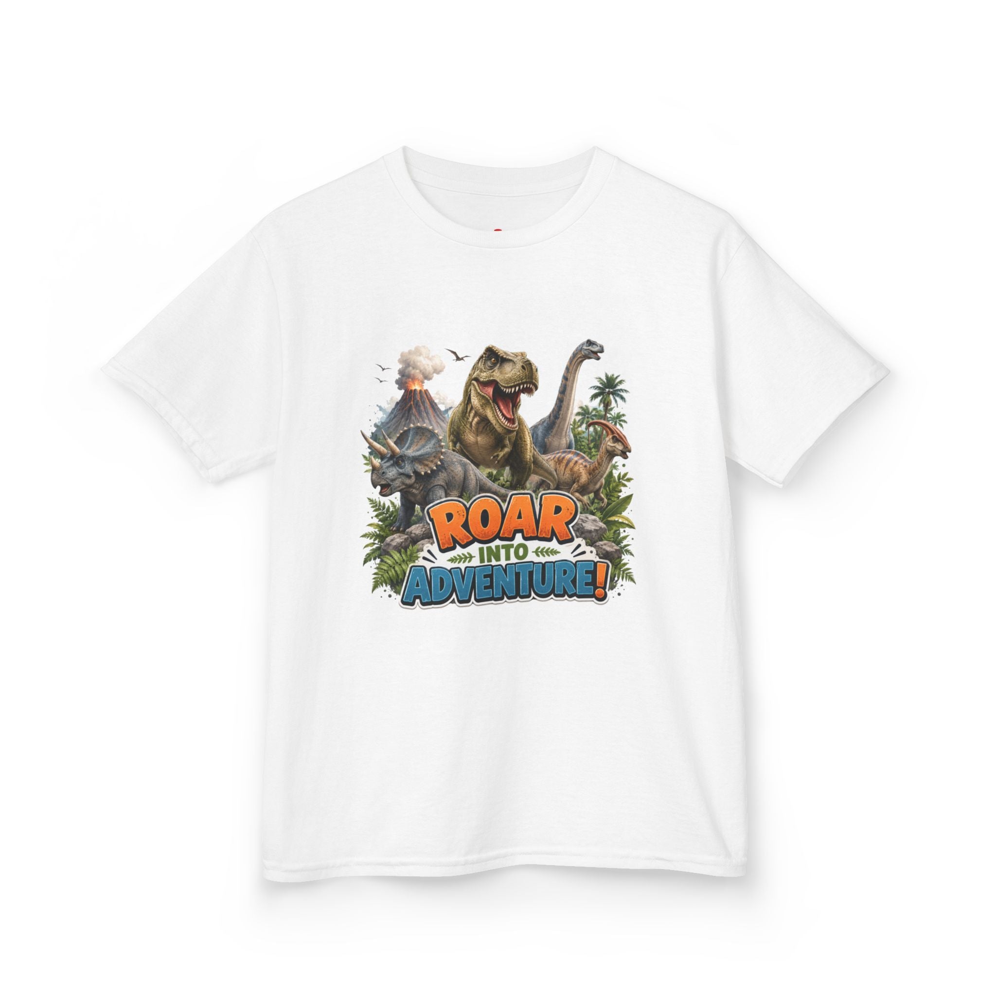 Kids Dinosaur Tee - "Roar Into Adventure" Graphic Shirt for Boys & Girls
