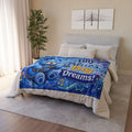 Tiny Blues Big Dreams Baby Blanket — Blue Teddy Guitar Nursery Throw