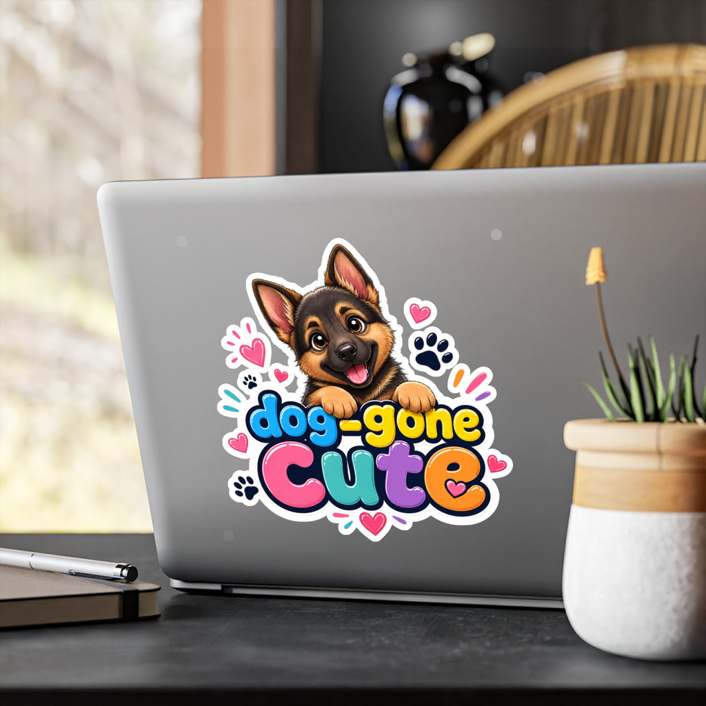 Dog-Gone Cute German Shepherd Sticker — Kiss-Cut Vinyl Decal for Laptops, Cars & Water Bottles