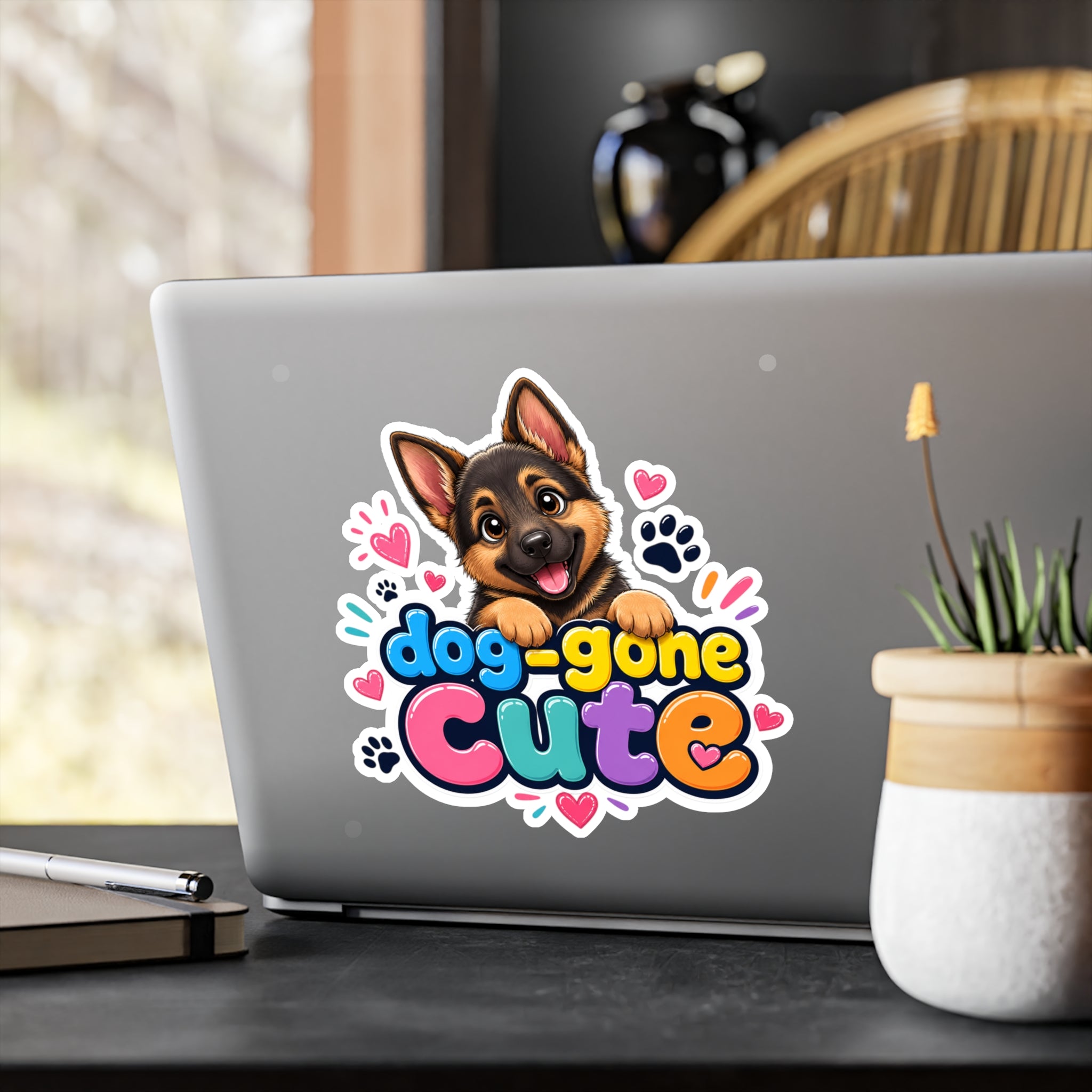 Dog-Gone Cute German Shepherd Sticker — Kiss-Cut Vinyl Decal for Laptops, Cars & Water Bottles