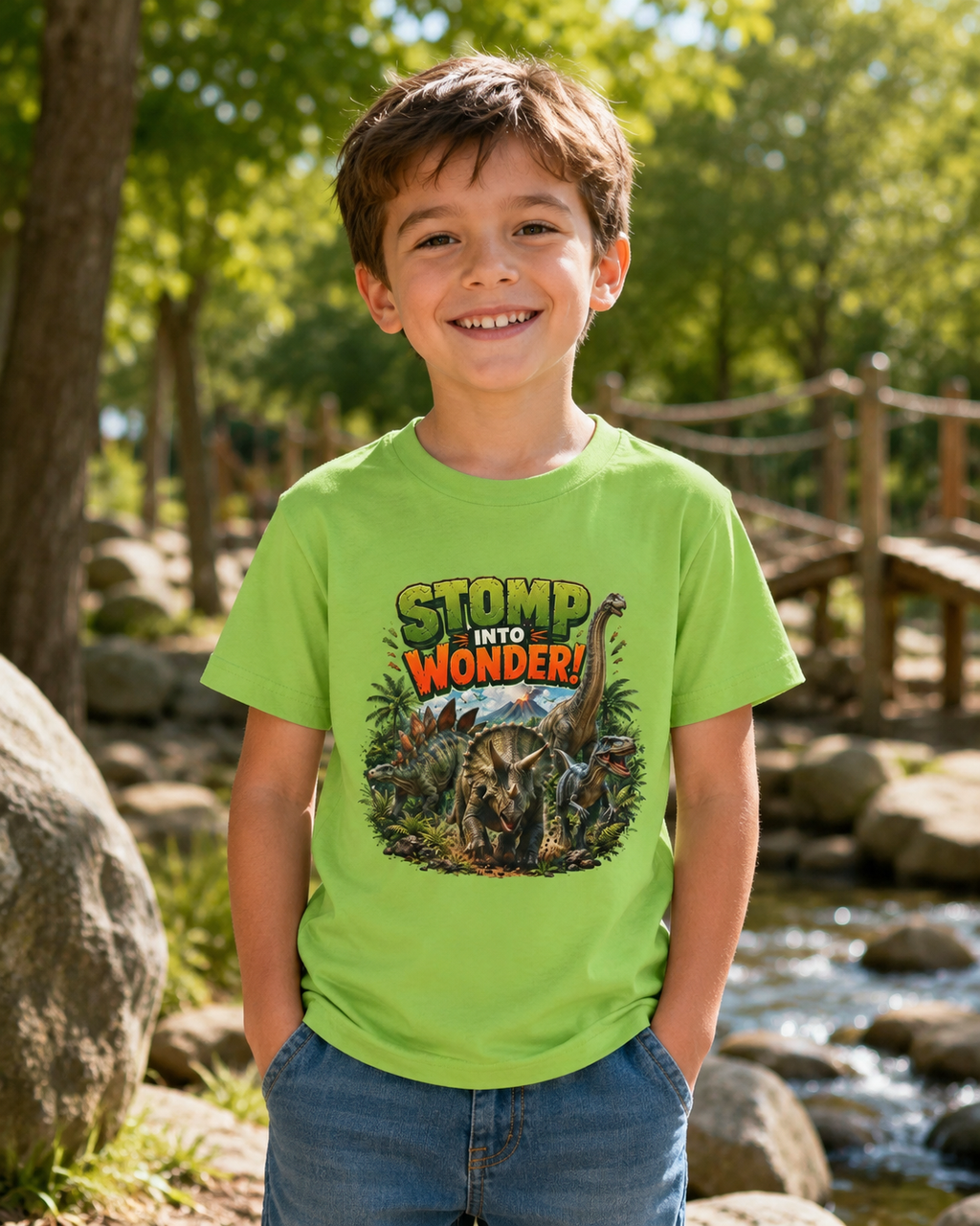 Kids T-Shirt - "Stomp Into Wonder" Dinosaur Graphic Tee