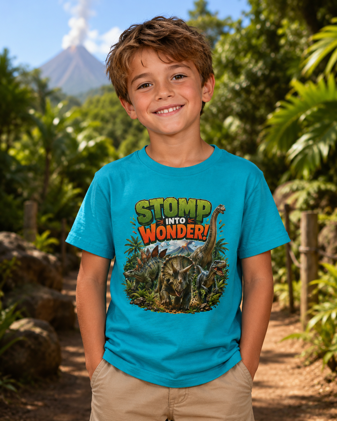 Kids T-Shirt - "Stomp Into Wonder" Dinosaur Graphic Tee