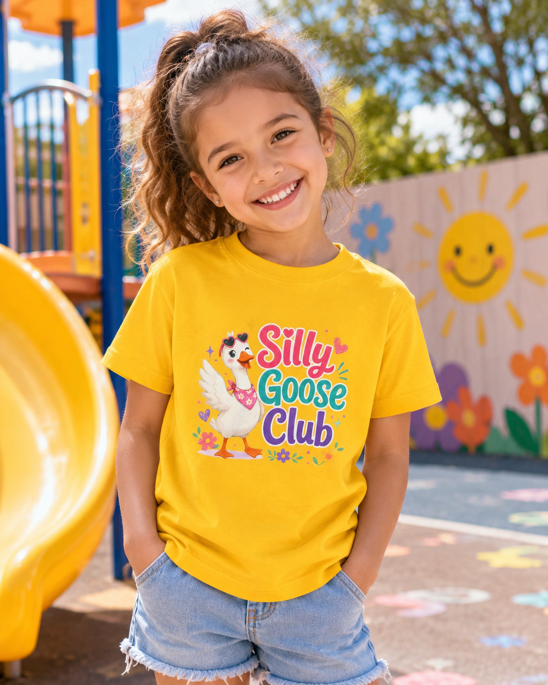 Kids T-Shirt — "Silly Goose Club" Cute Cartoon Goose Tee for Toddlers & Preschoolers