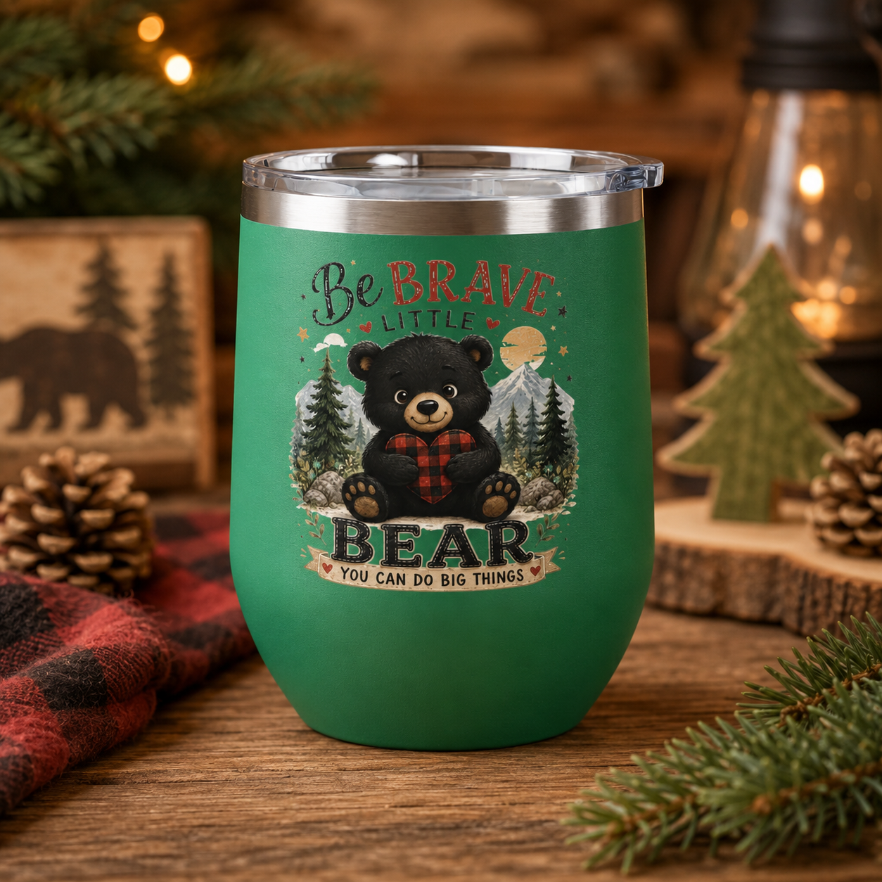 Be Brave Little Bear 12oz Tumbler — Cute Woodland Baby Shower Gift