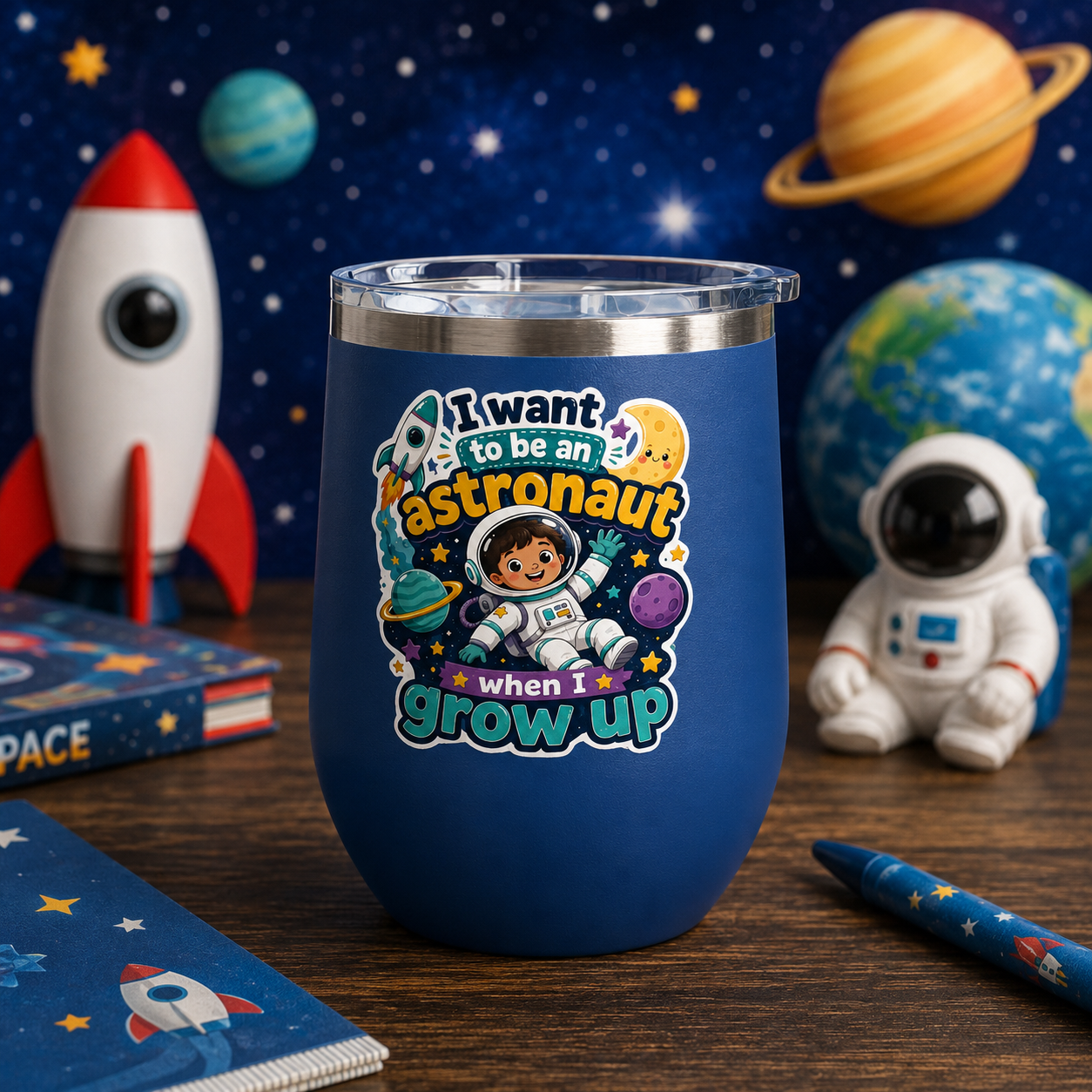 Astronaut Kids Tumbler — "I Want to Be an Astronaut When I Grow Up" 12oz