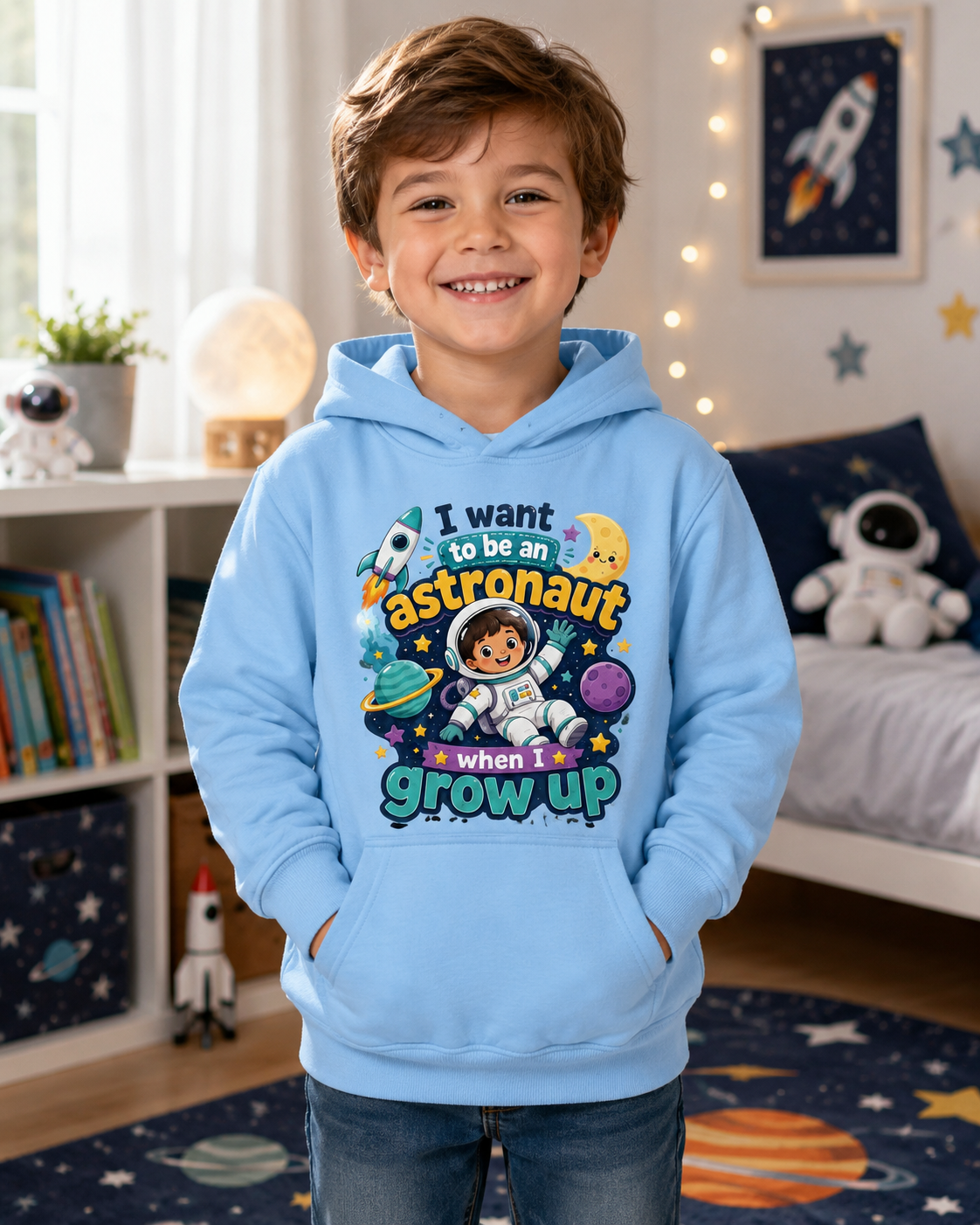I Want to Be an Astronaut Kids Hoodie — Space Dreamer Graphic Hoodie for Boys & Girls