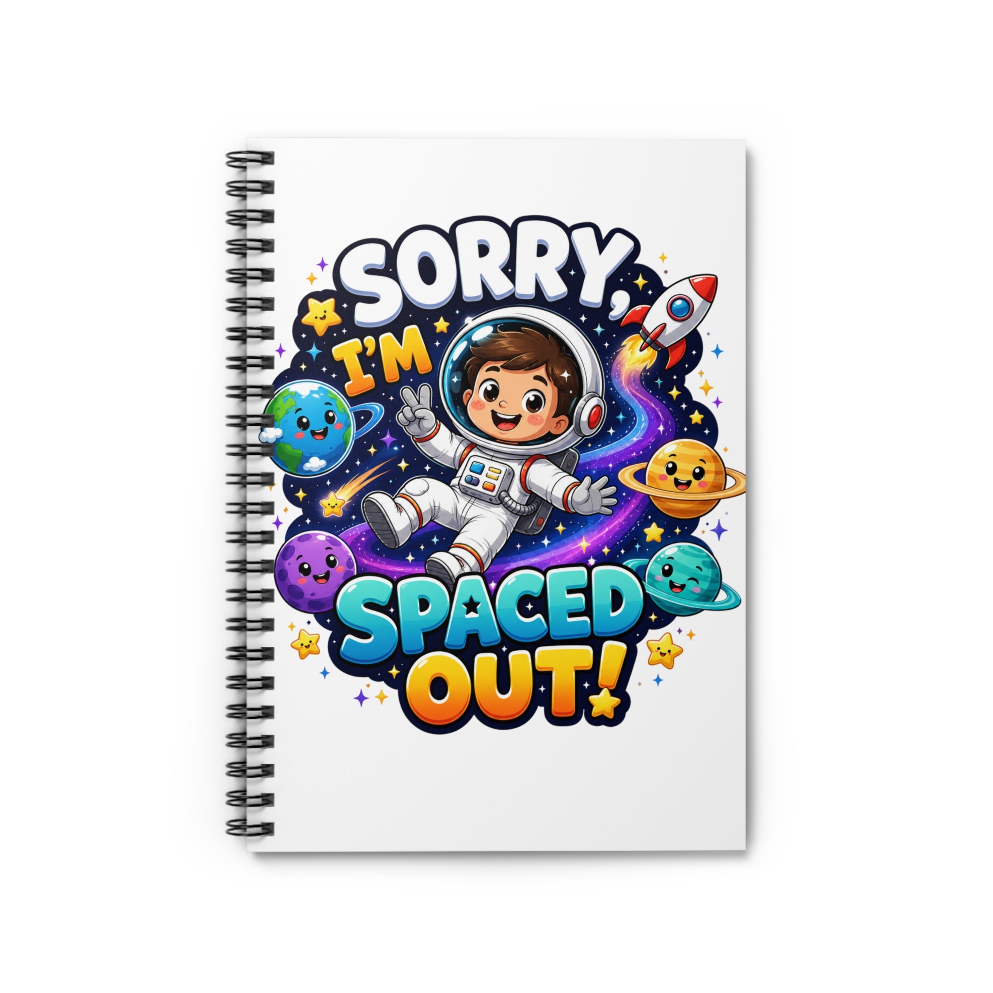 Spiral Notebook — "Sorry I’m Spaced Out!" Cute Kid Astronaut Ruled Journal