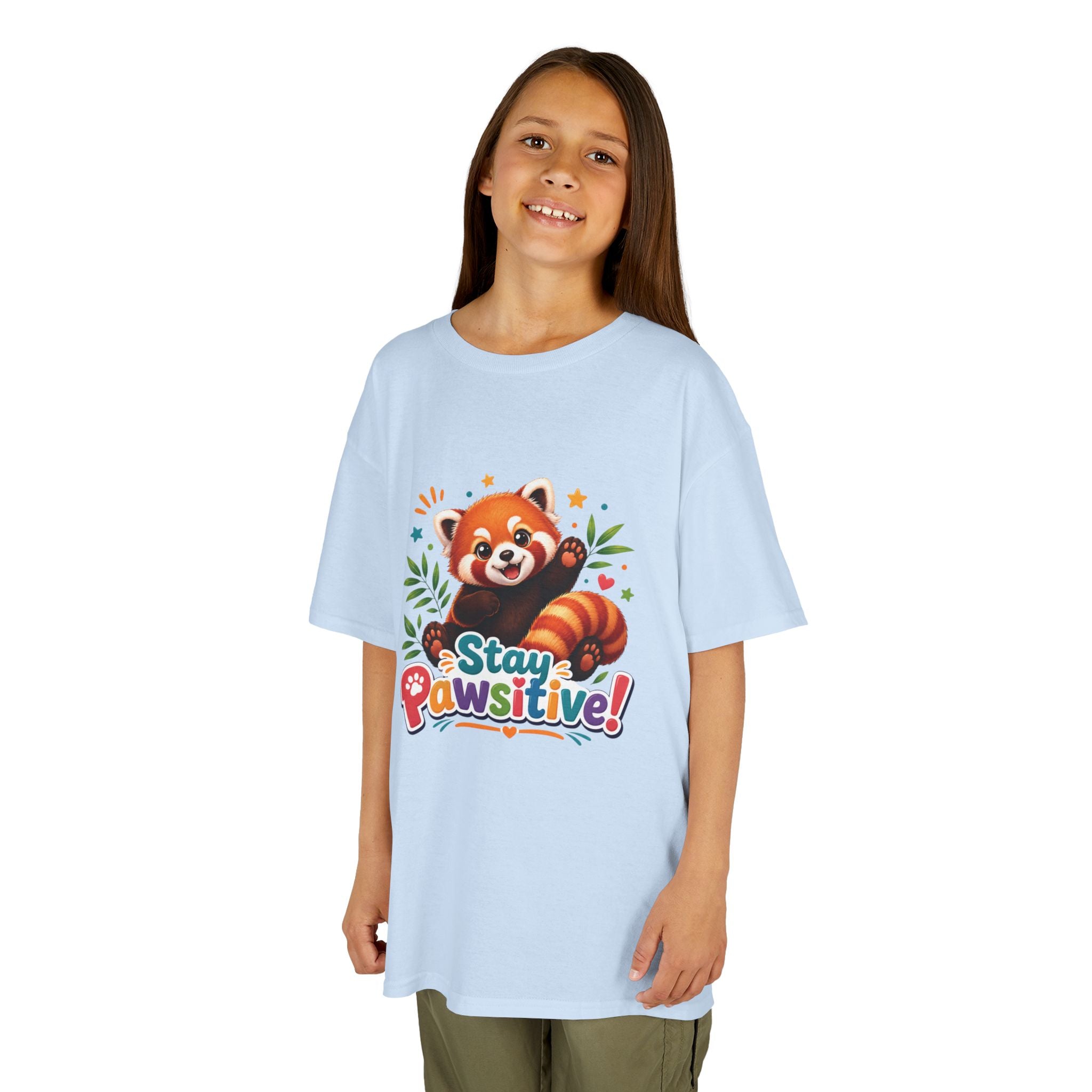 Stay Pawsitive Red Panda Kids Tee | Cute Animal Positive Message