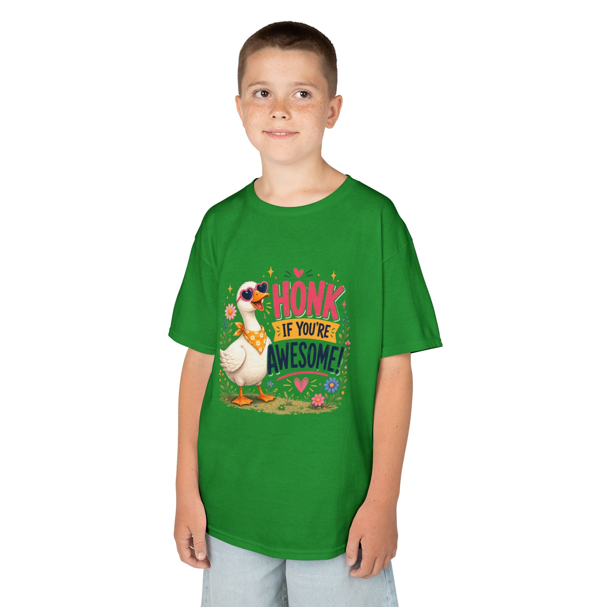 Kids Tee — "Honk If You're Awesome!" Cute Goose Graphic Shirt