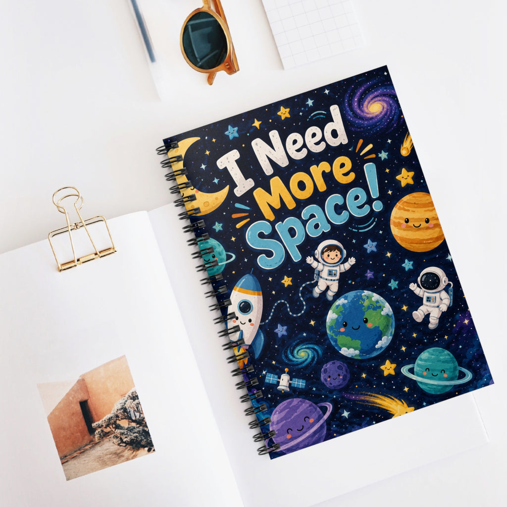 I Need More Space! Spiral Notebook – Cute Spacekids Ruled Journal