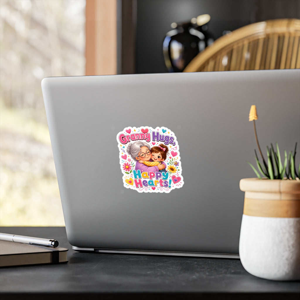 Granny Hugs Happy Hearts Vinyl Sticker