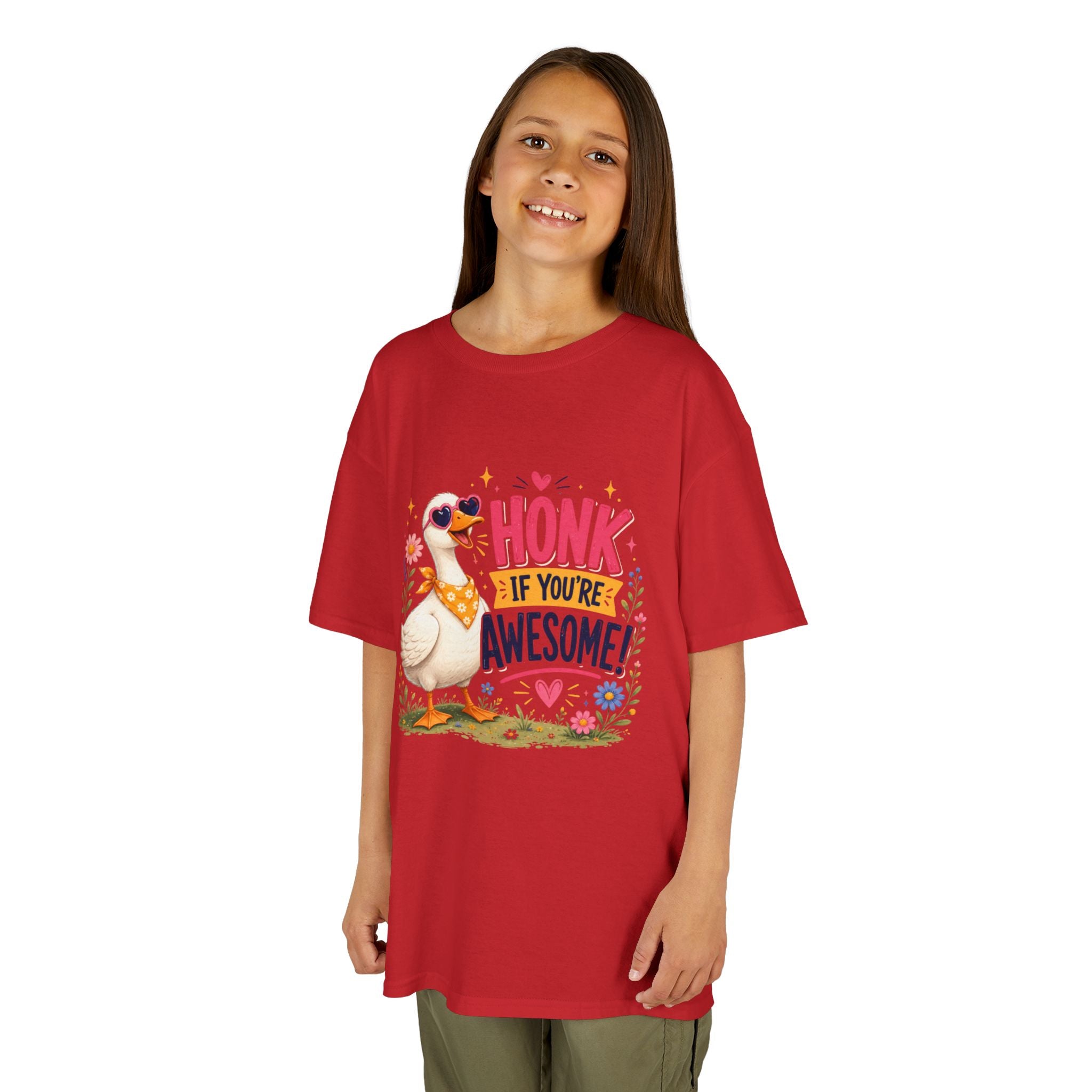 Kids Tee — "Honk If You're Awesome!" Cute Goose Graphic Shirt