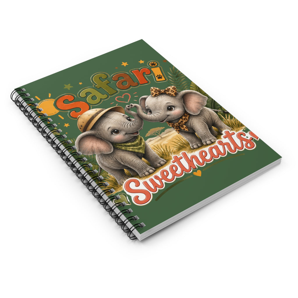 Safari Sweethearts Spiral Notebook — Cute Elephant Ruled Journal