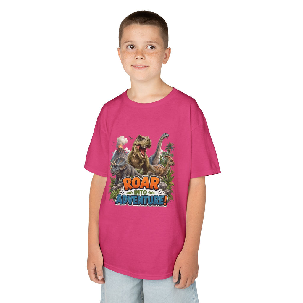 Kids Dinosaur Tee - "Roar Into Adventure" Graphic Shirt for Boys & Girls