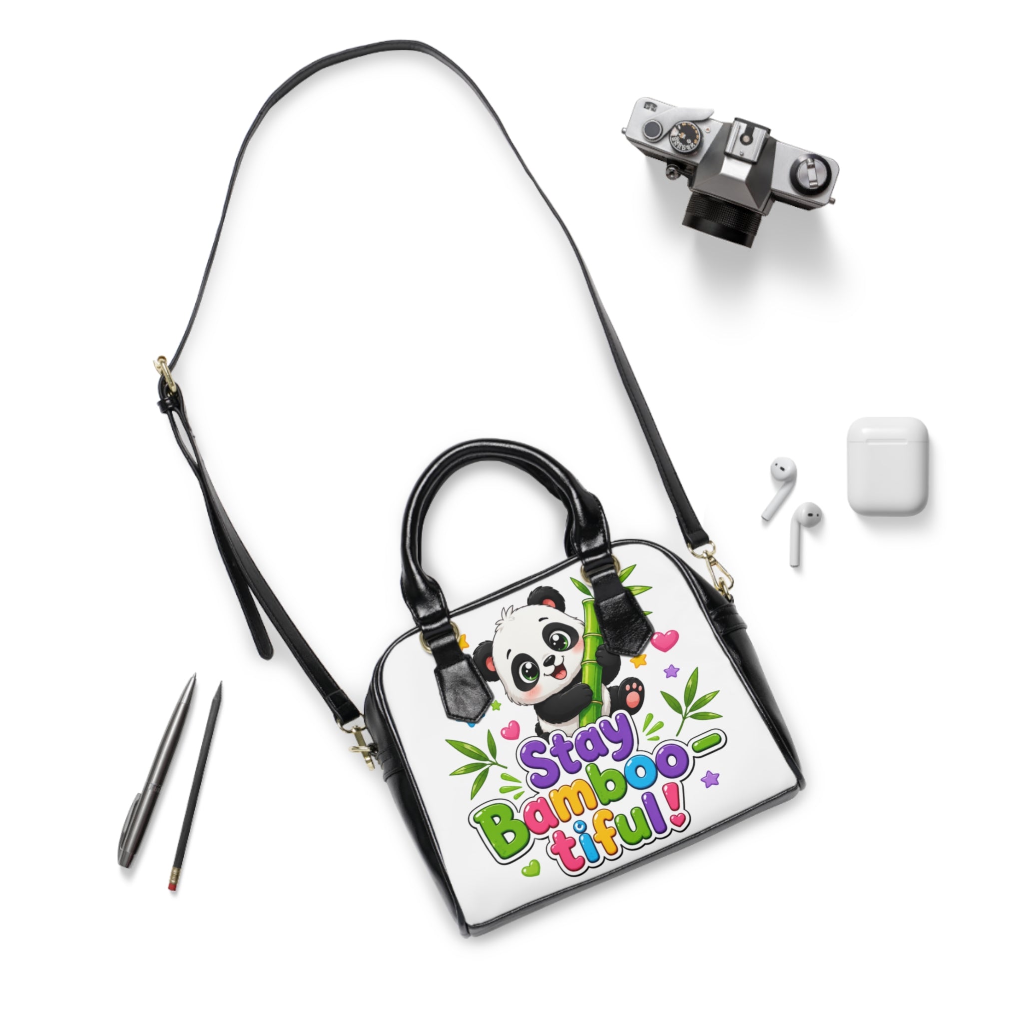 Stay Bamboootiful Panda Shoulder Handbag — Cute Bamboo Tote for Kids & Animal Lovers
