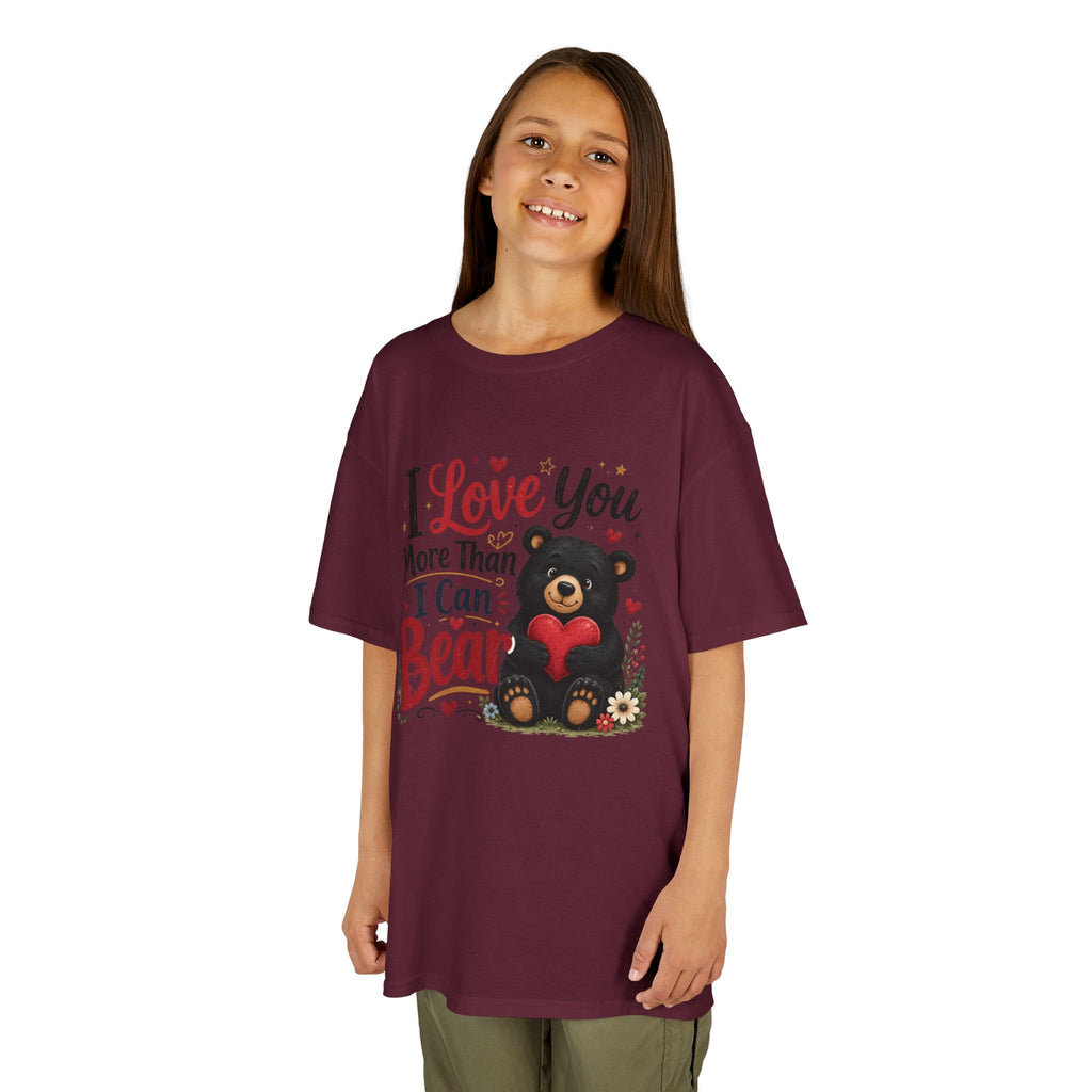 Kids T-Shirt - "I Love You More Than I Can Bear" Cute Bear Valentine Tee