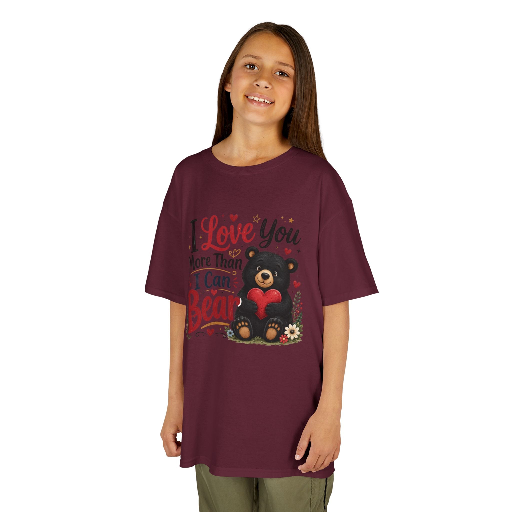 Kids T-Shirt - "I Love You More Than I Can Bear" Cute Bear Valentine Tee