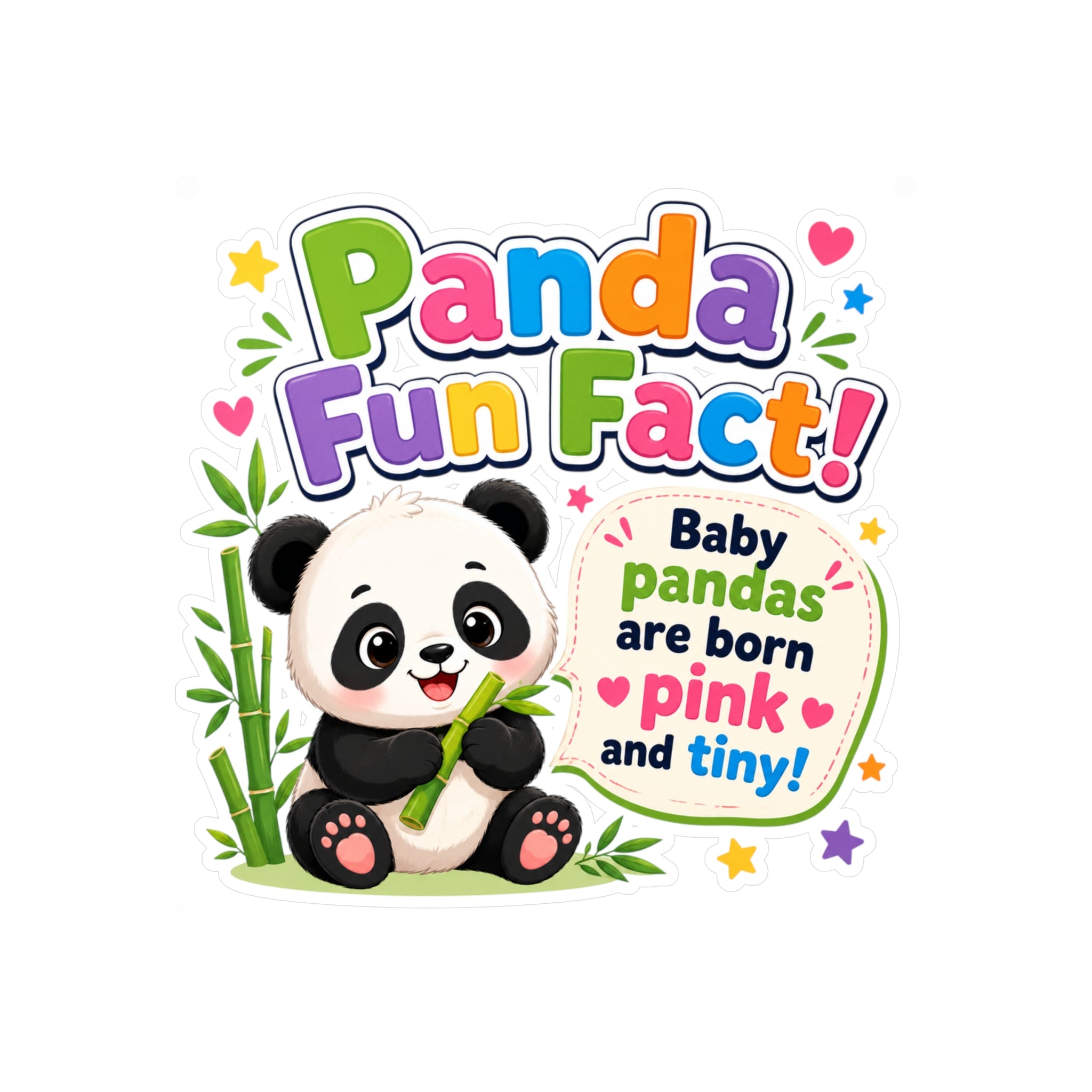 Panda Fun Fact! Kiss-Cut Vinyl Sticker — Cute Baby Panda Design