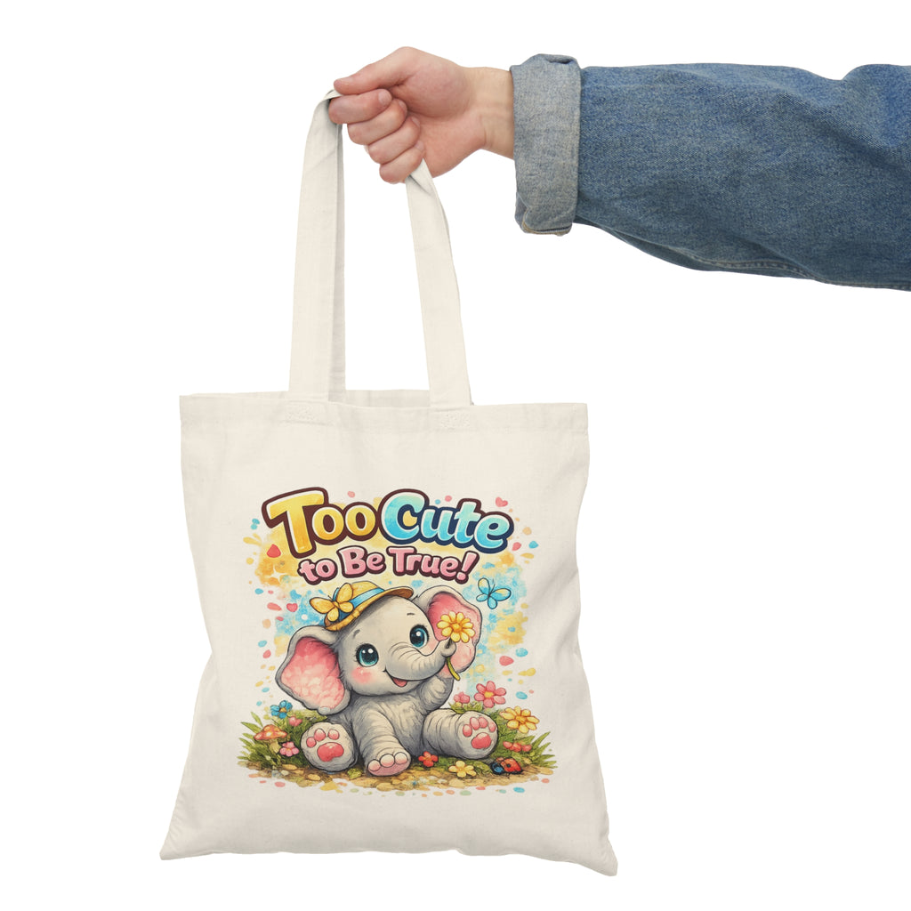 Cute Baby Elephant Tote Bag - "Too Cute to Be True!" Organic Cotton Shopper