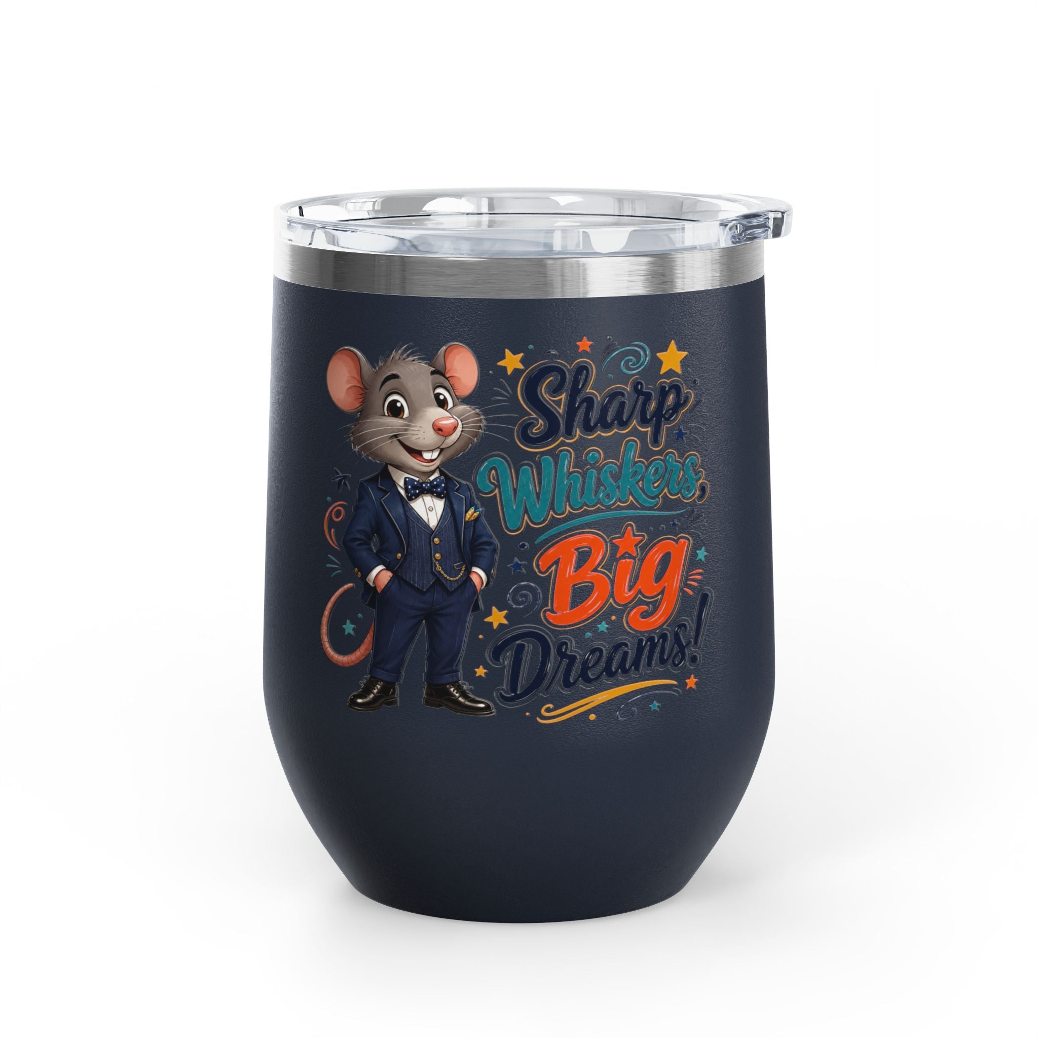 "Sharp Whiskers, Big Dreams" Mouse Design, 12oz Insulated
