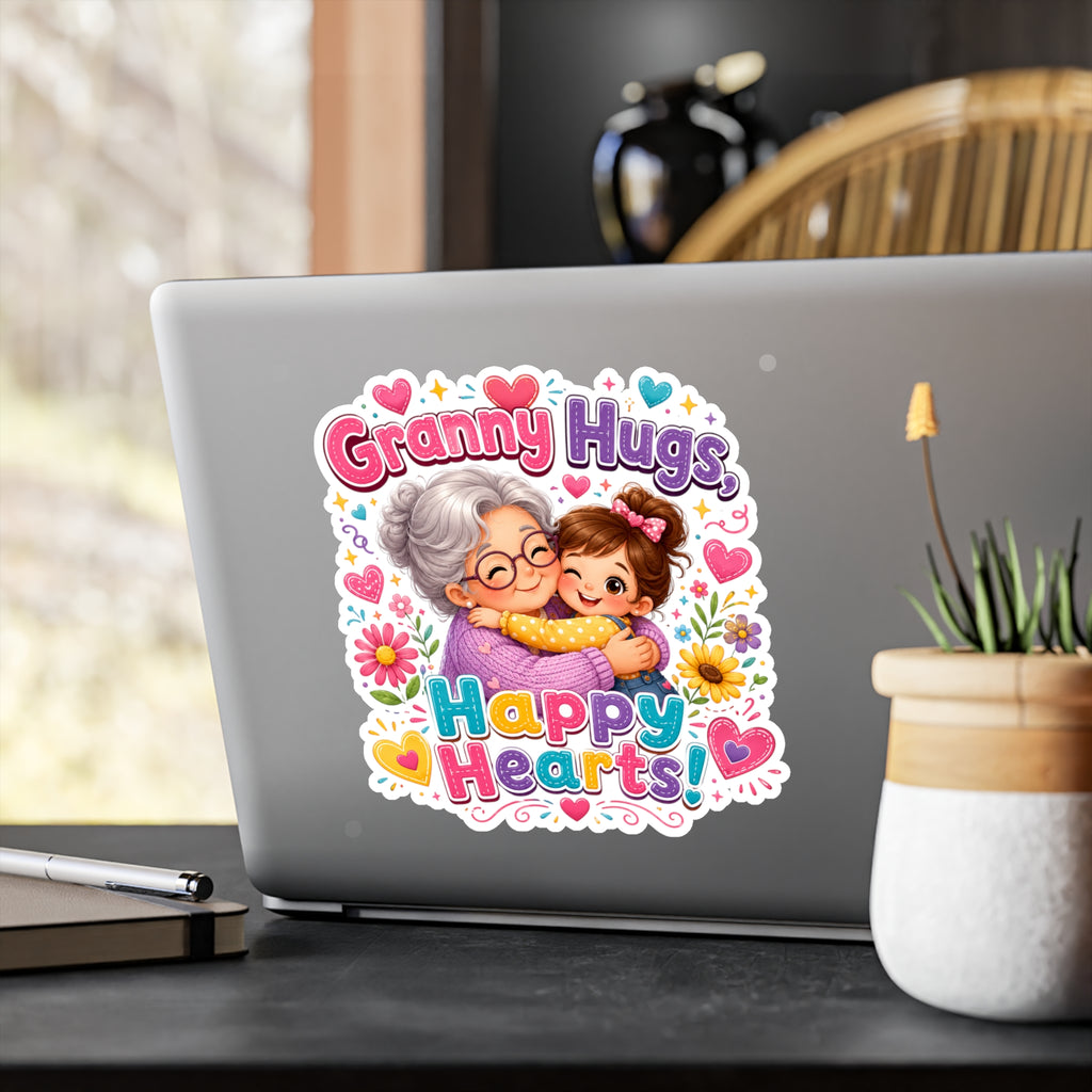 Granny Hugs Happy Hearts Vinyl Sticker