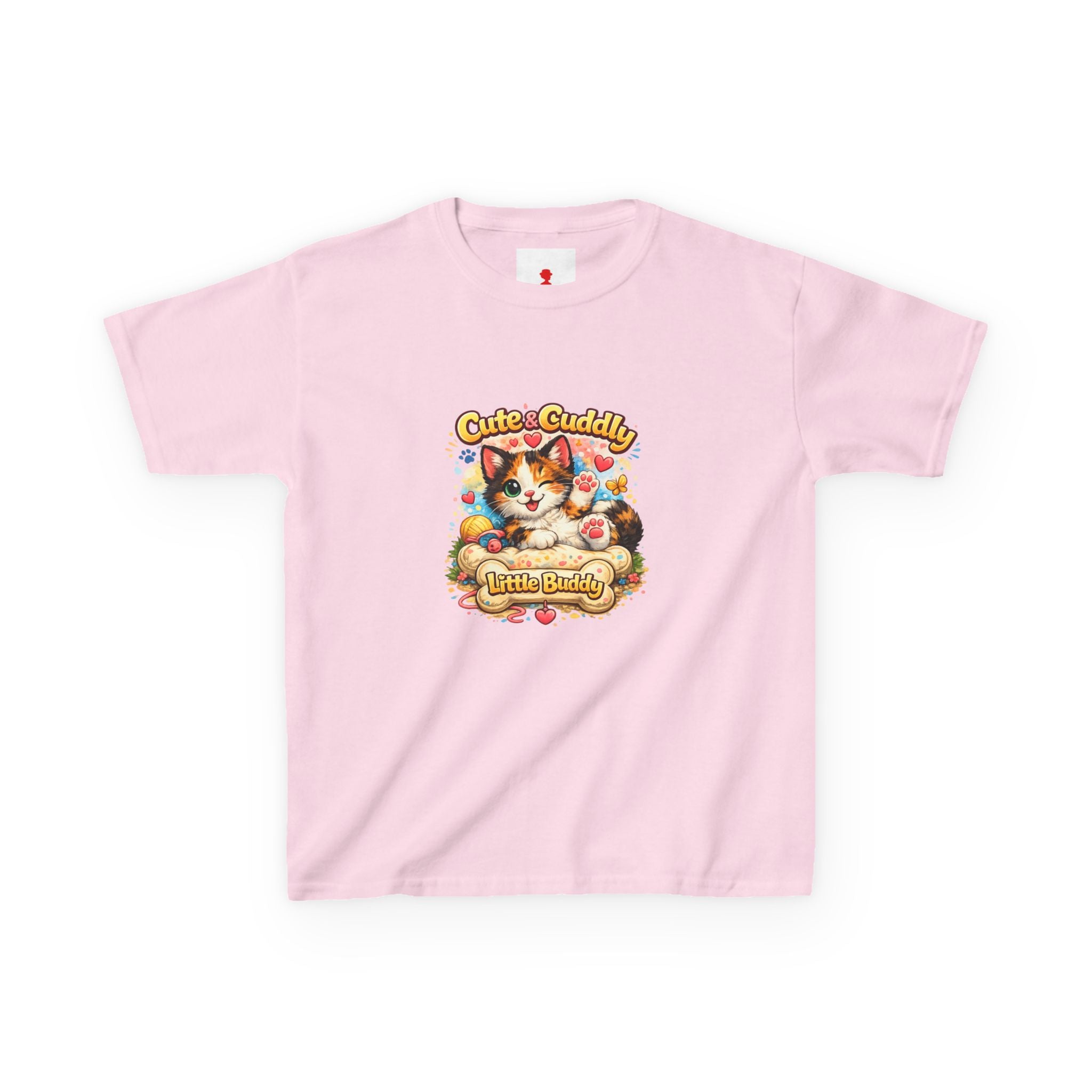Kids T-Shirt — "Cute & Cuddly Little Buddy" Cat Graphic Tee
