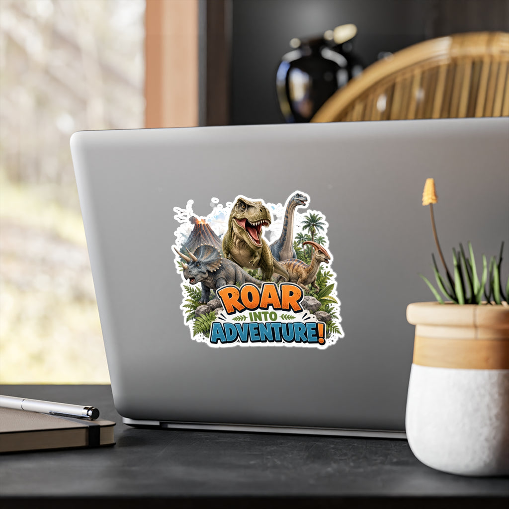 Roar Into Adventure! Dinosaur Kiss-Cut Vinyl Sticker