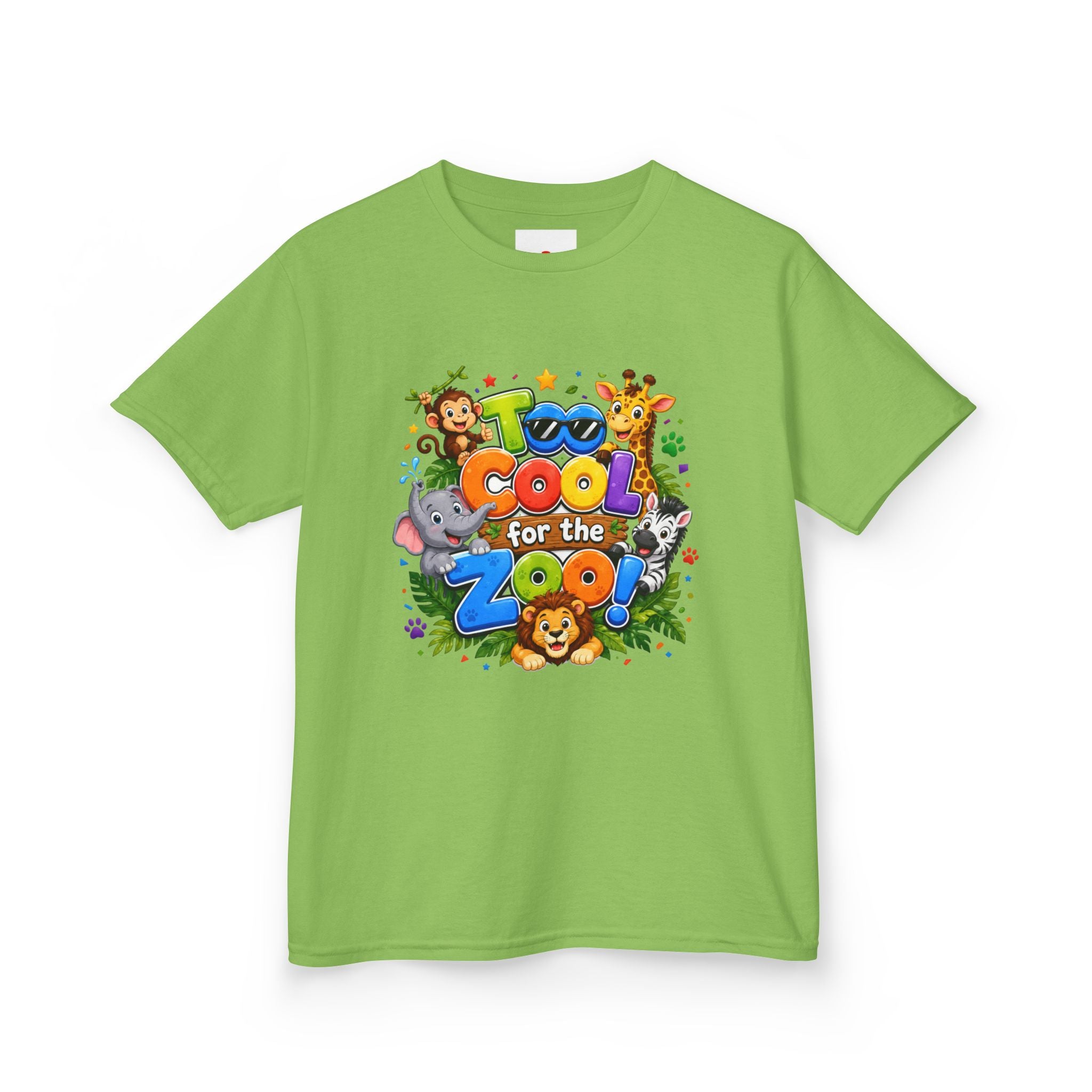 Kids Tee — "Too Cool for the Zoo" Colorful Animal Graphic