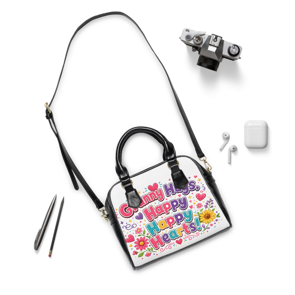 Granny Hugs Happy Happy Hearts Shoulder Handbag | Floral Heart Graphic Purse