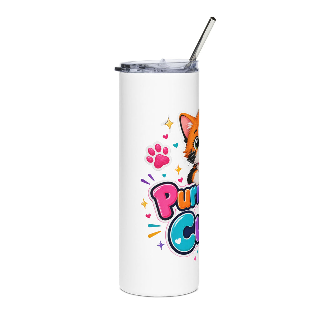 20oz Stainless Tumbler — "Purr-fectly Cute" Calico Kitten Travel Cup