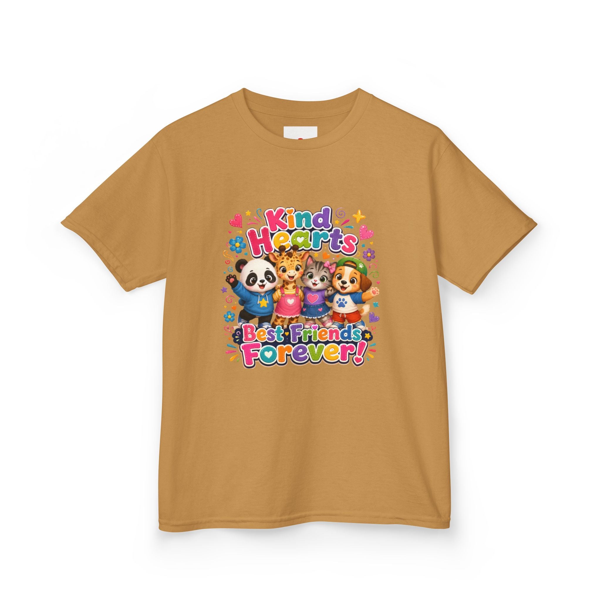 Kids Tee — "Kind Hearts Best Friends Forever" Colorful Cartoon Animals