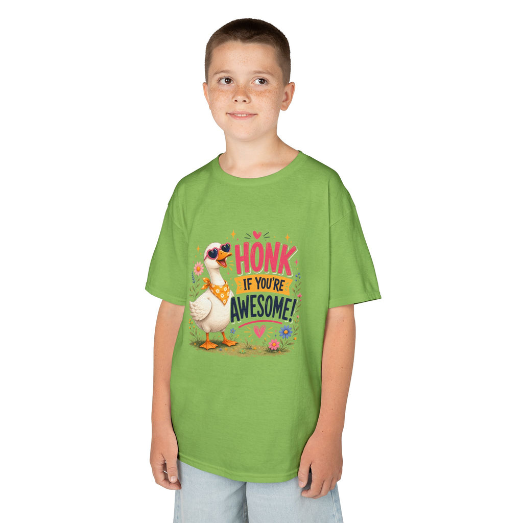 Kids Tee — "Honk If You're Awesome!" Cute Goose Graphic Shirt