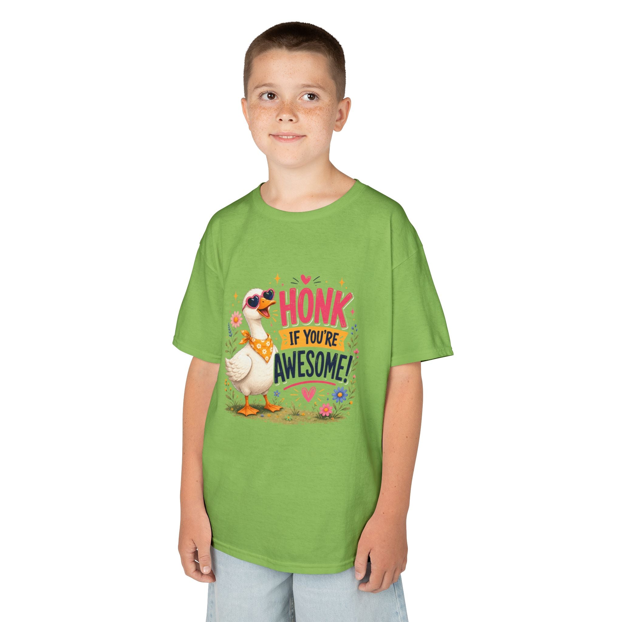 Kids Tee — "Honk If You're Awesome!" Cute Goose Graphic Shirt