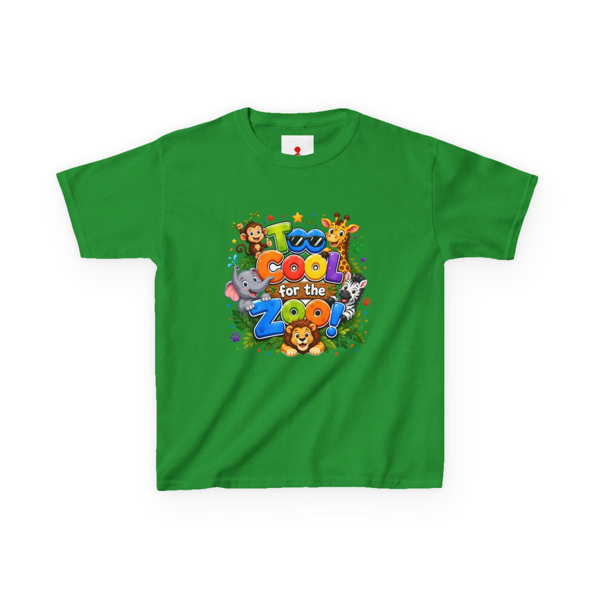Kids Tee — "Too Cool for the Zoo" Colorful Animal Graphic